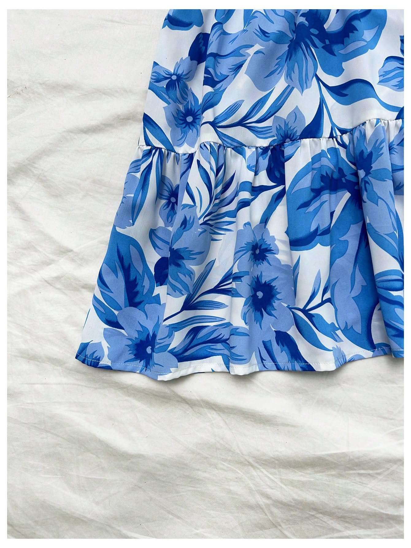 Women's Sleeveless Butterfly Print Cut Out V Neck Tiered Mini Cami Dresses