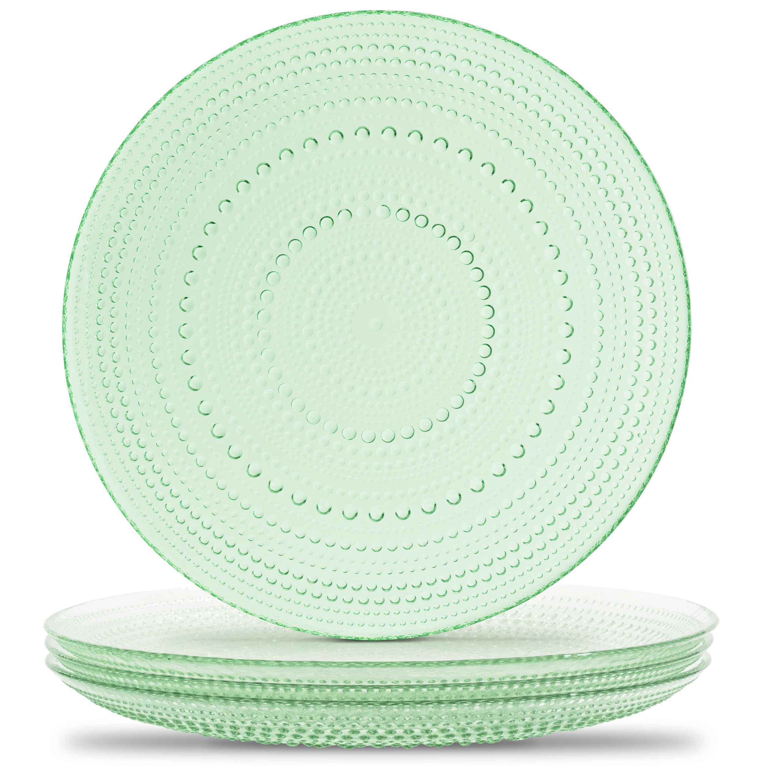 Vintage Glass Plates Set of 4 Plates 10.5in