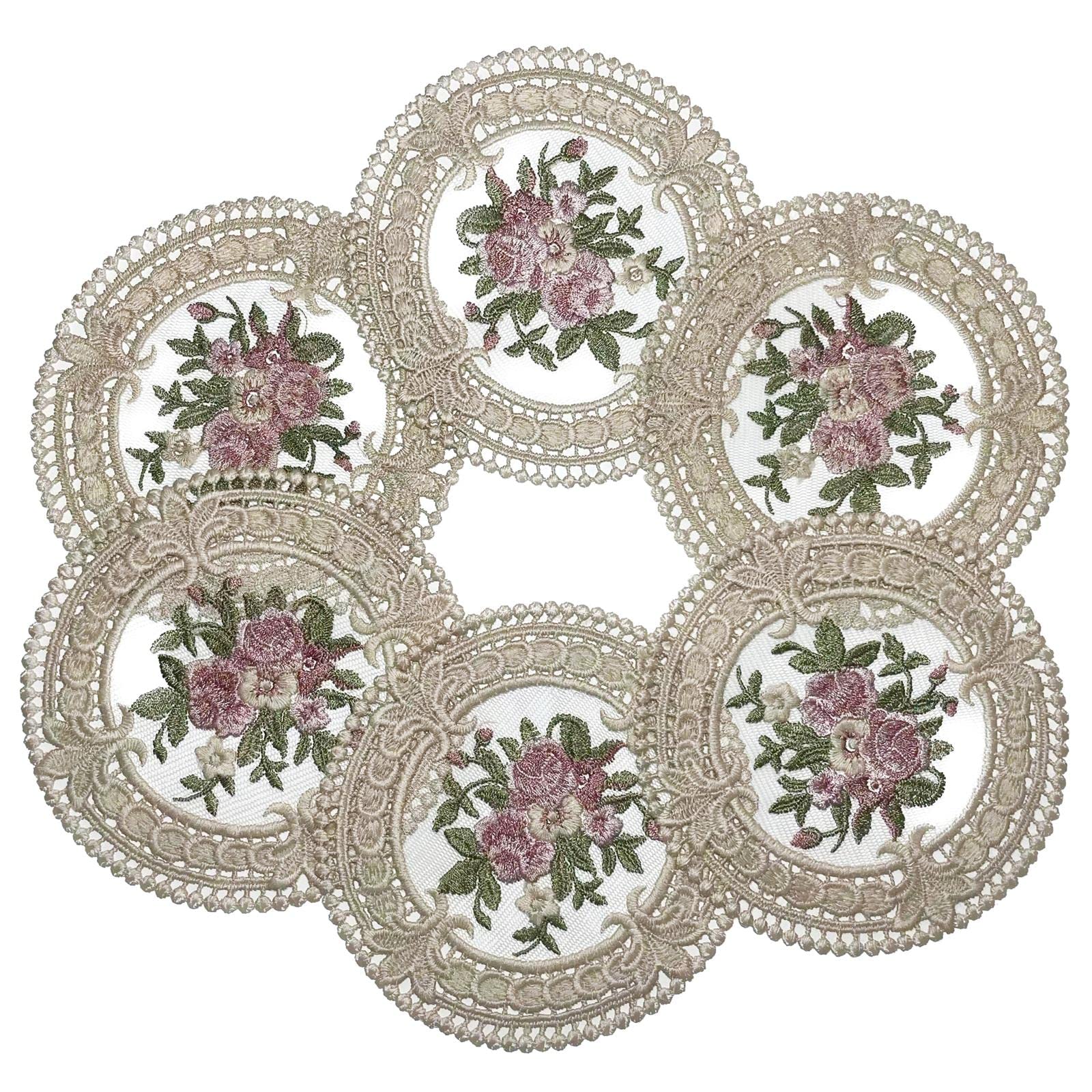 Vintage Lace Pink Coasters 4.5'' 8pk