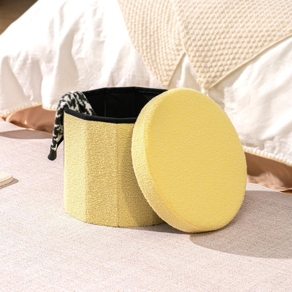 Flower-Shaped Storage Ottoman â€?Boucle Footstool & Seat for Living Room & Dorm