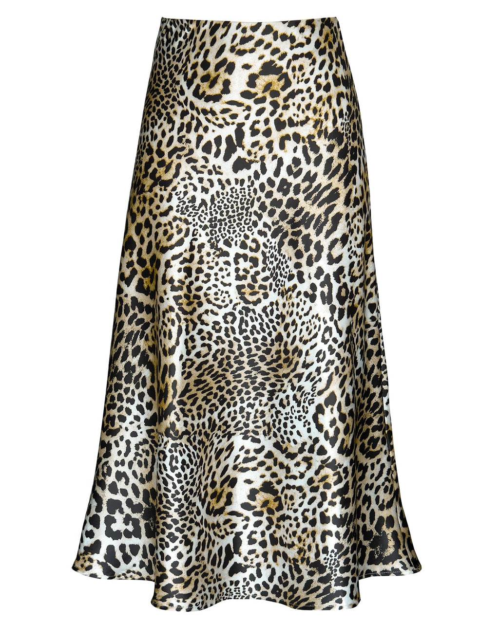 Women's Satin High Waist Hidden Elasticized Waistband Flared Casual A Line Midi Skirt