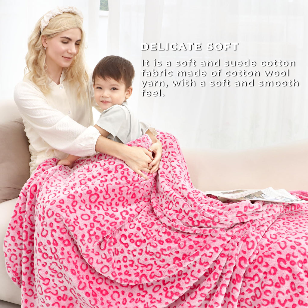 Leopard Throw Blanket - Cheetah Print Soft Fleece Blanket Hot Pink Fuzzy Plush Blankets Cute Bed Couch Decor