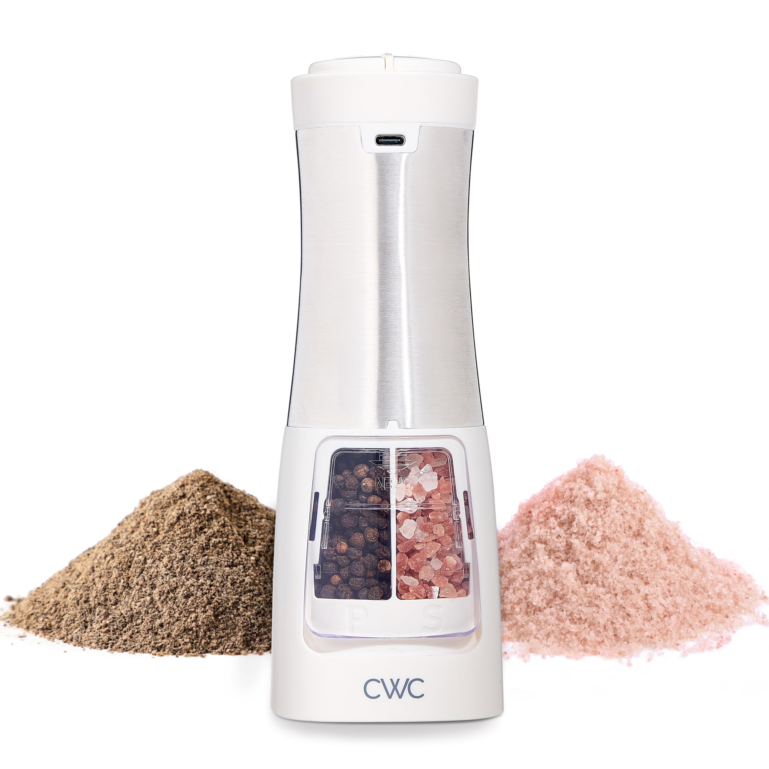 Rechargeable Salt & Pepper Shaker - 2-in-1 Grinders for Salt and Pepper