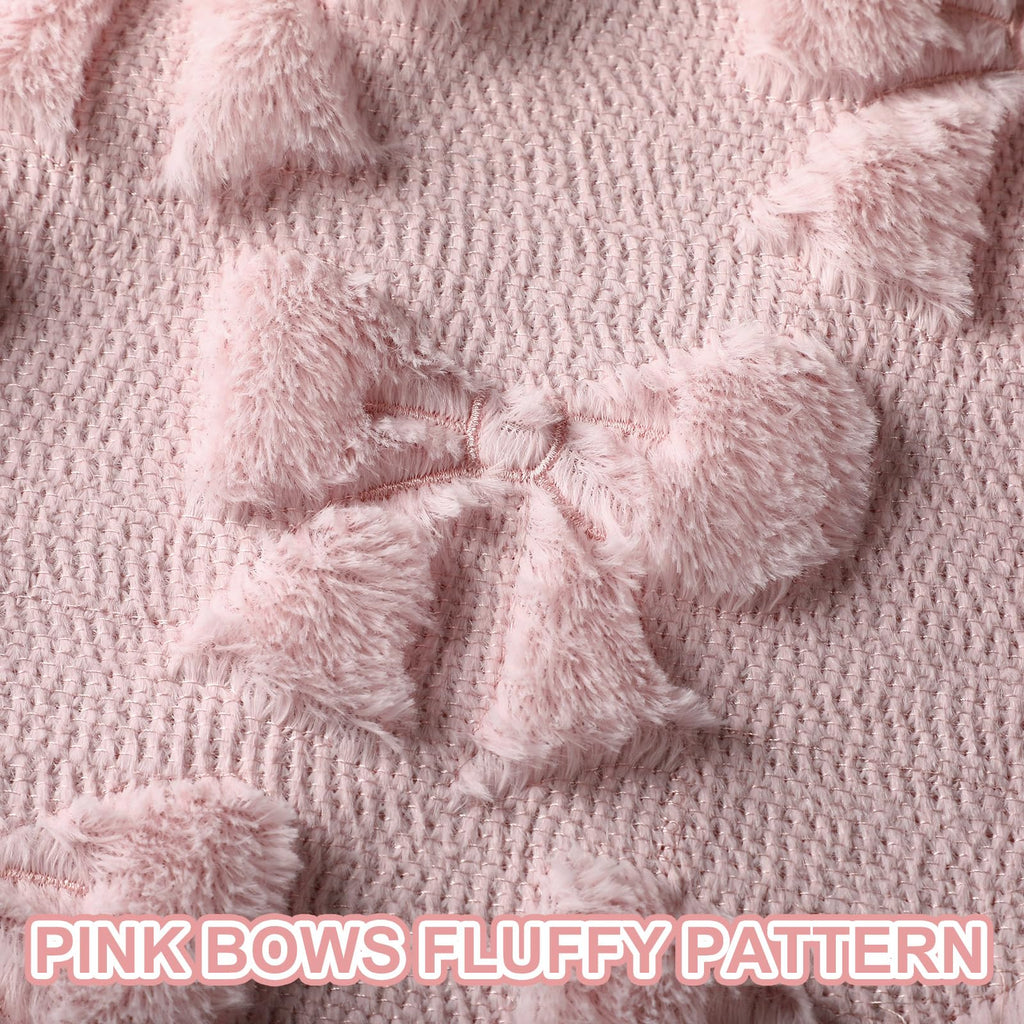 Coquette Bow Pillow Covers - Set of 2 Room Decor Cute Faux Fur Soft Pillow Covers Fluffy Plush Aesthetic Pillow Covers for Bed Sofa Couch Covers 18x18