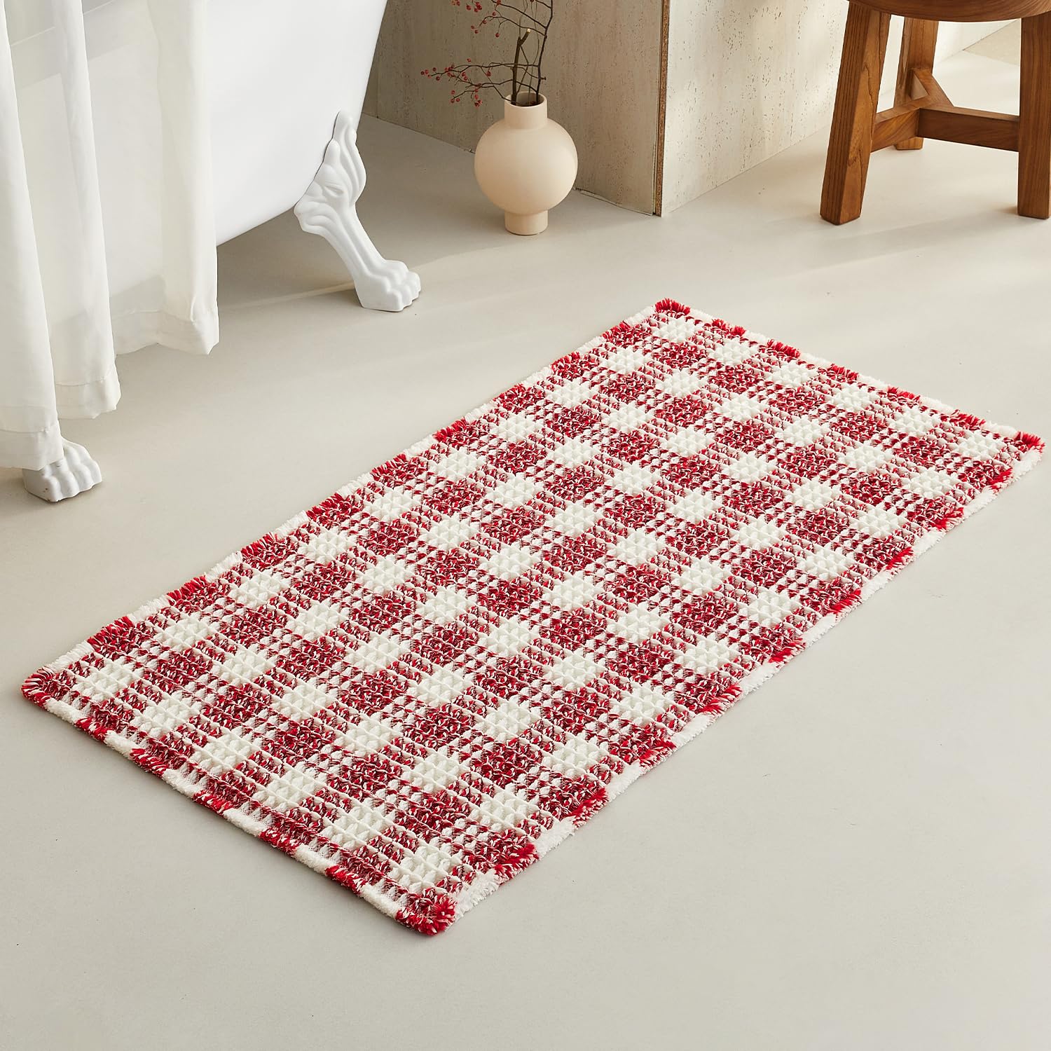 Waffle Bath Mat Non Slip Washable Quick Dry Cute Bath Mat