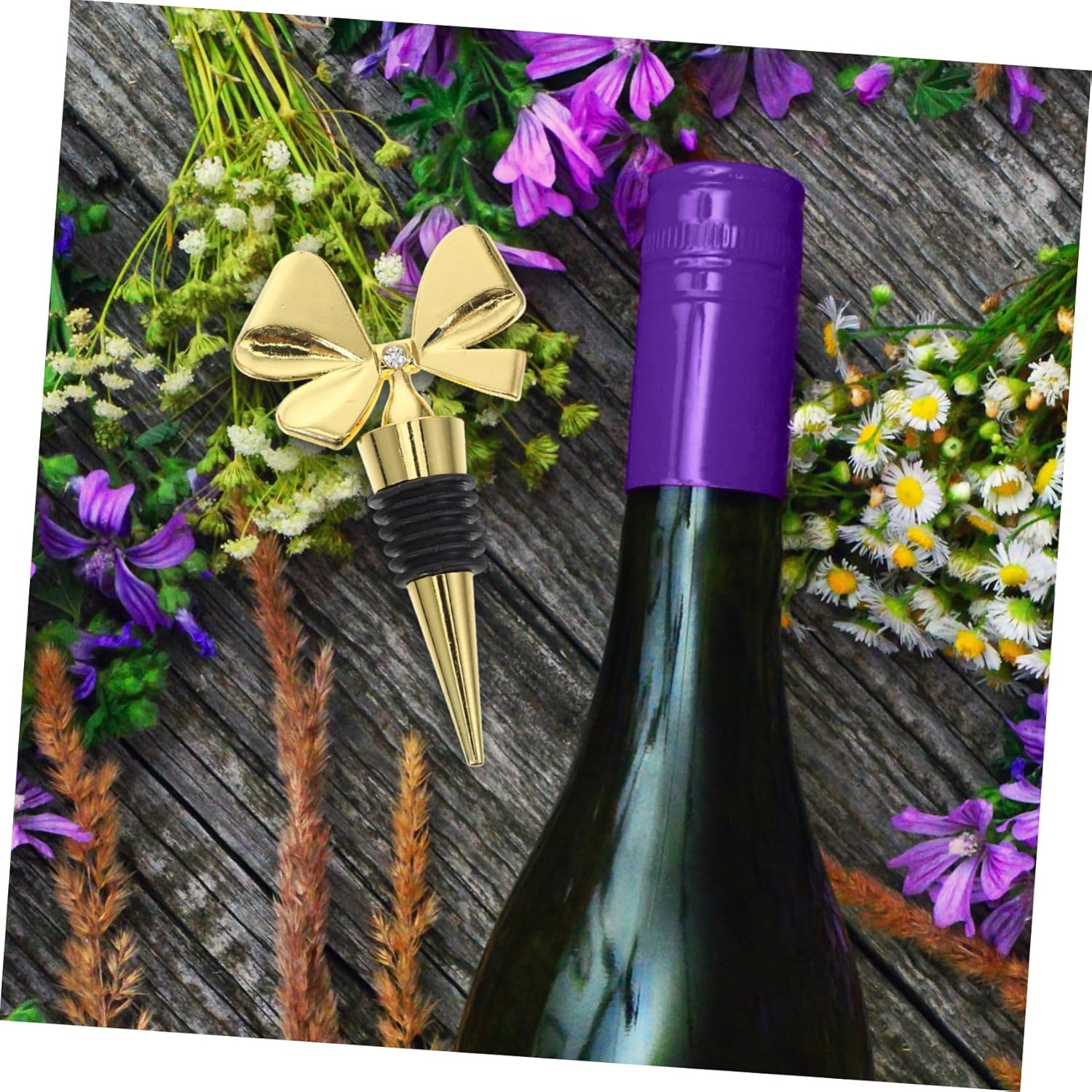 Gold Bow Shaped Bottle Stopper Alloy Silicone Wine Bottle Plug Decorative Wine Beverage Bottle Corks to Keep Fresh