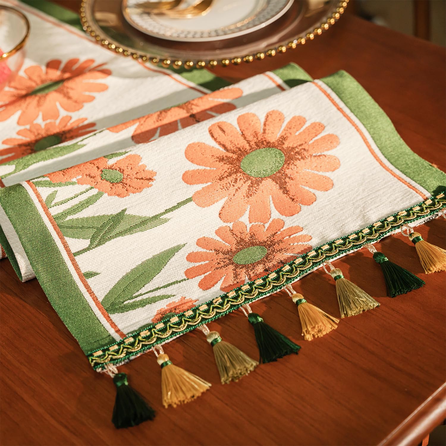 Retro-Luxury Tassels Table Runner Series for Kitchen Dining Table