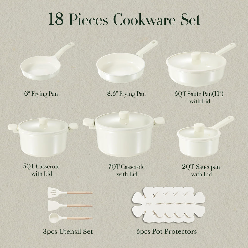 Ceramic Pots and Pans, Nonstick Cookware Set Kitchen Cooking Sets, 14pcs Induction Pot and Pan Non Stick