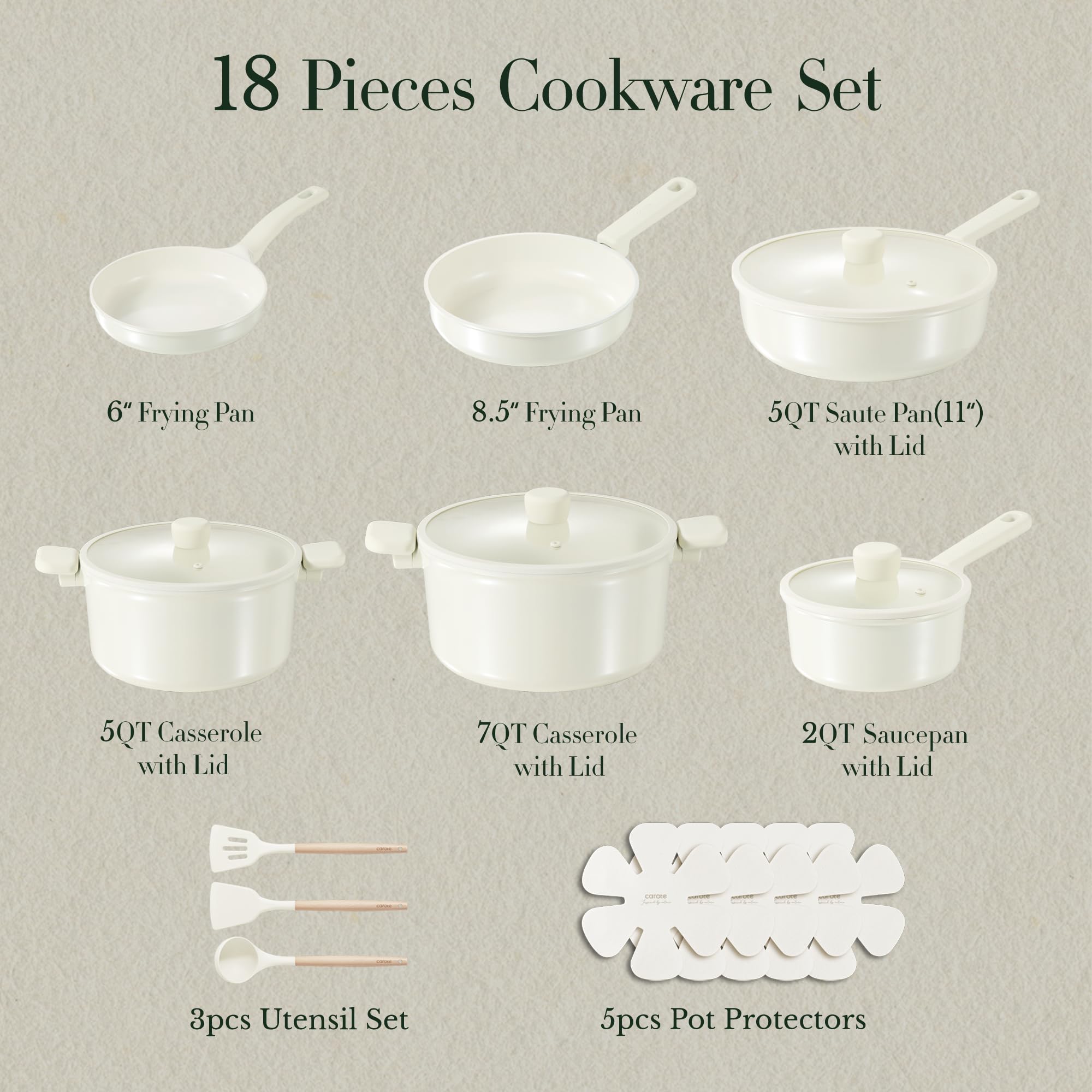 Ceramic Pots and Pans, Nonstick Cookware Set Kitchen Cooking Sets, 14pcs Induction Pot and Pan Non Stick