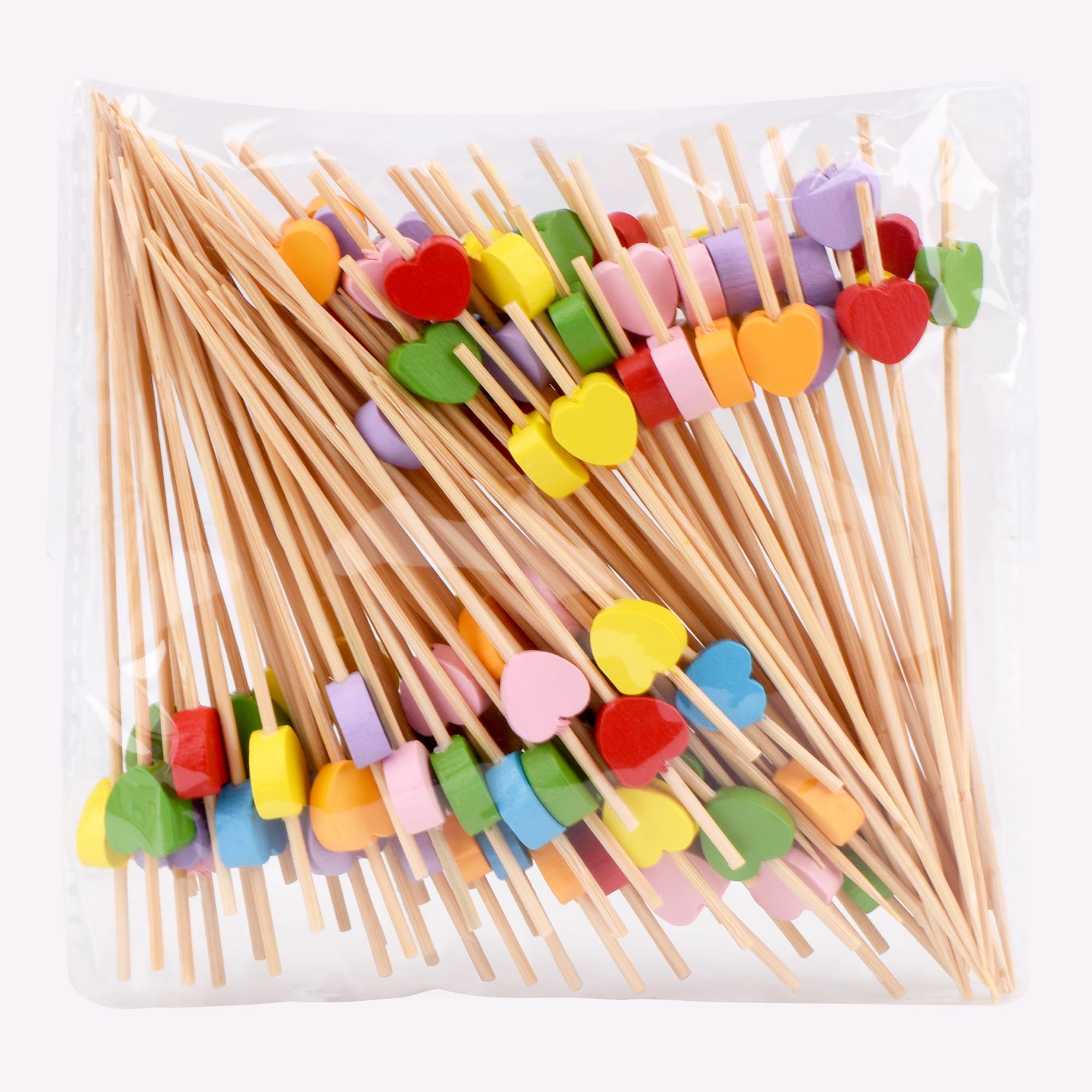 Heart-Shaped Bamboo Cocktail Picks â€?Natural Toothpicks for Appetizers, Fruit, Desserts & Sandwiches 100-Pack