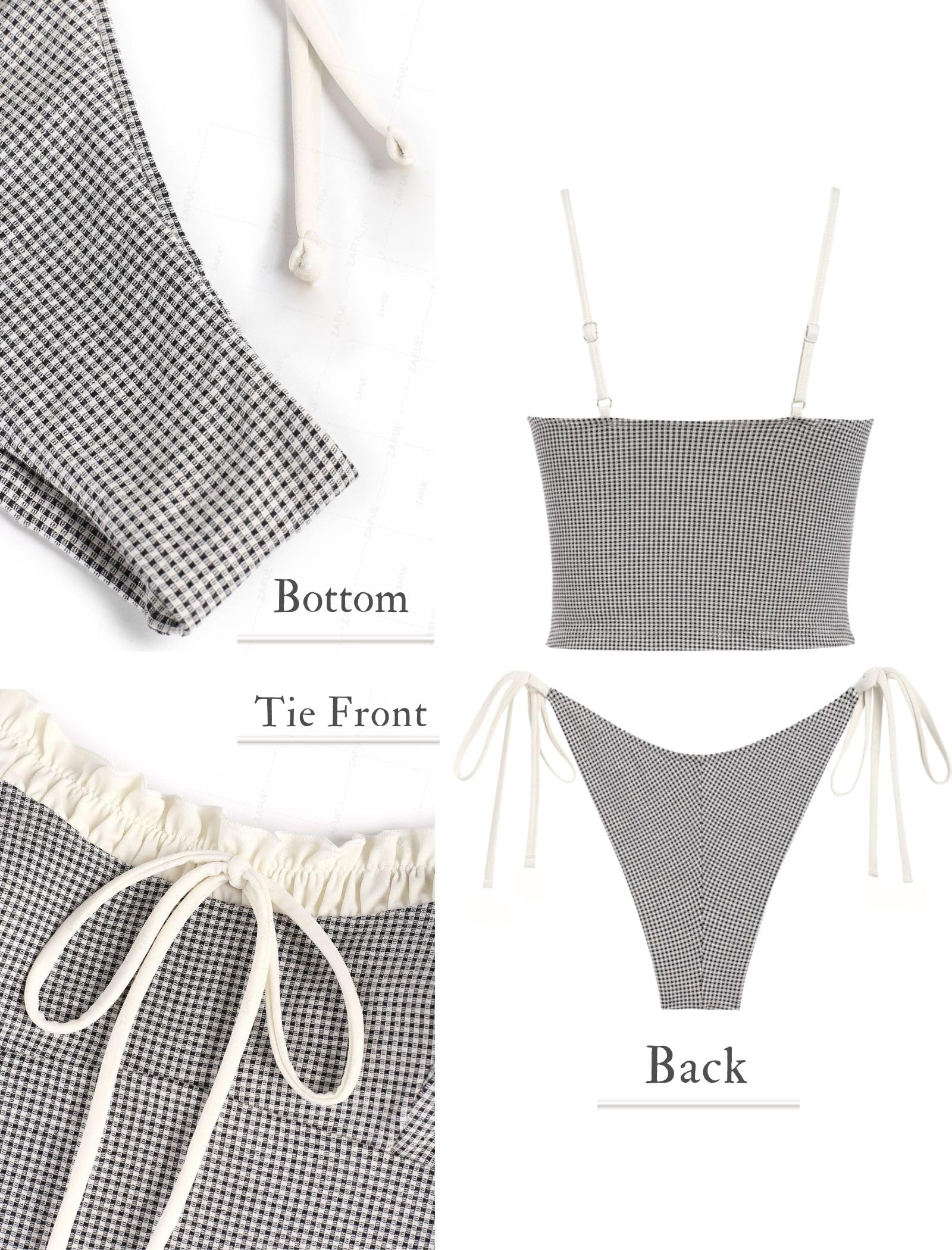 Tankini Swimsuits for Women Tie Front Tummy Control Spliced Ruffles Bikini Sets Two Piece Bathing Suits