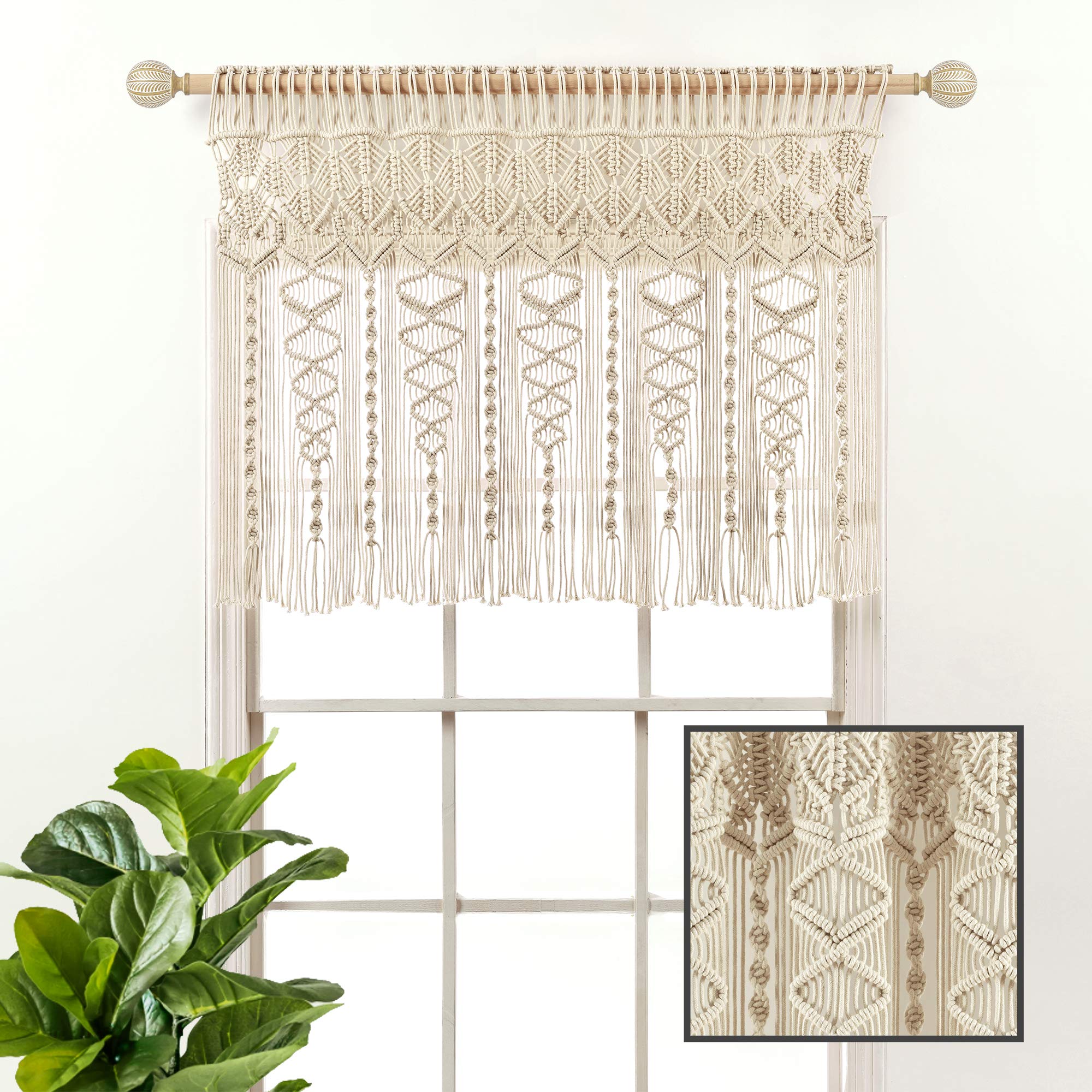 Lush Decor Boho Macrame Textured Cotton Valance Curtain