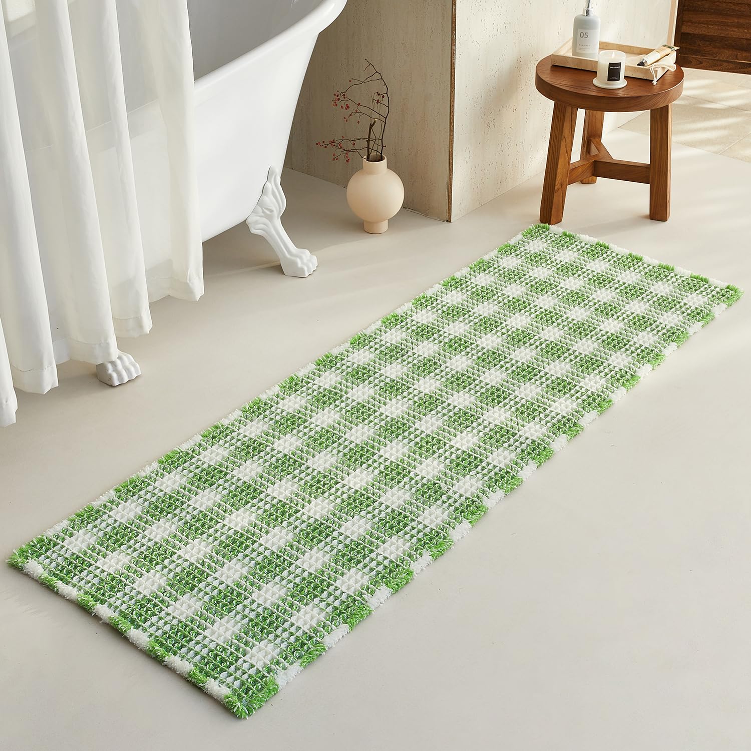 Waffle Bath Mat Non Slip Washable Quick Dry Cute Bath Mat