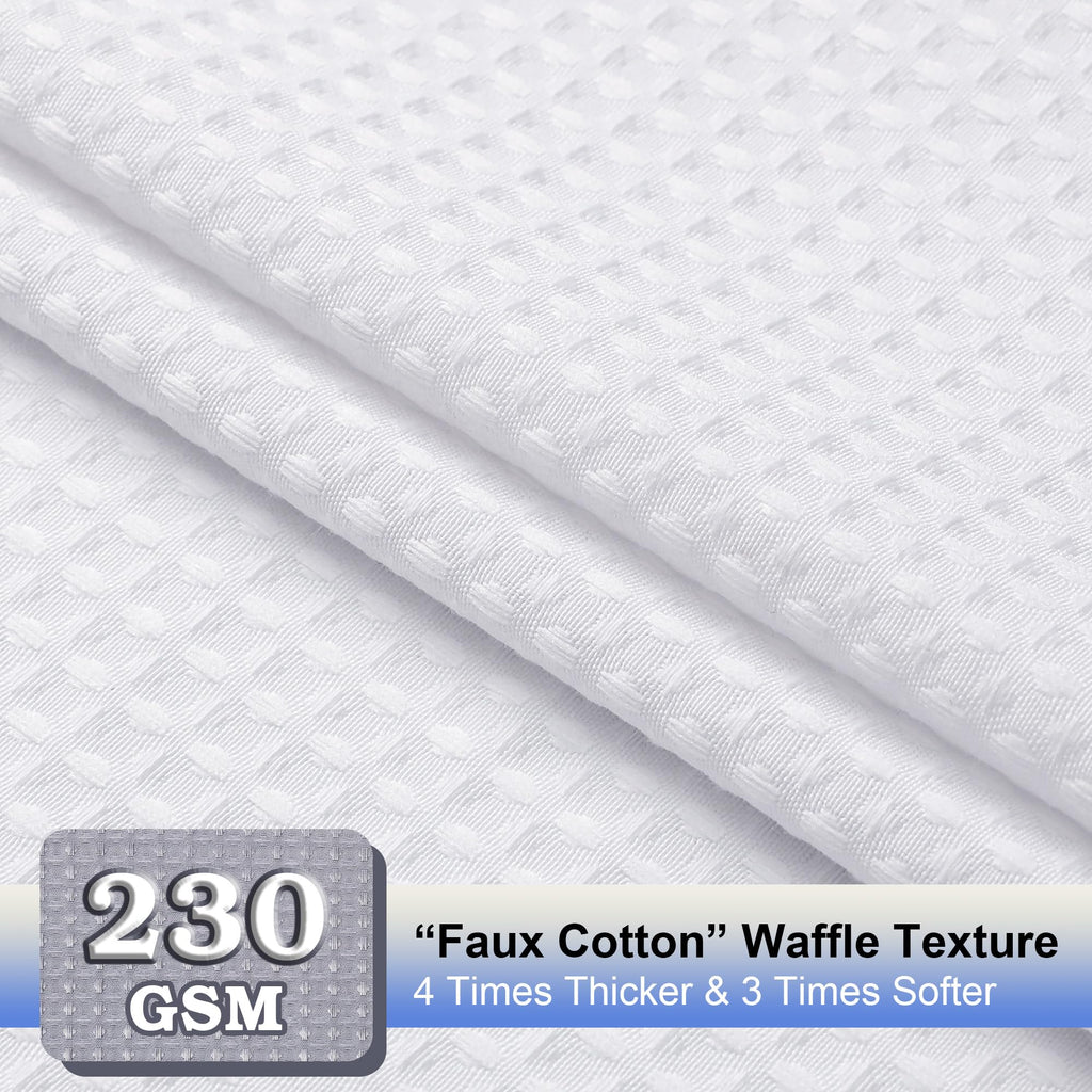 Waffle Textured Heavy Duty Fabric Shower Curtain for Bathroom, Luxury Hotel Weighted 230GSM Bath Curtain with 12 Plastic Hooks, Machine Washable, 72x72