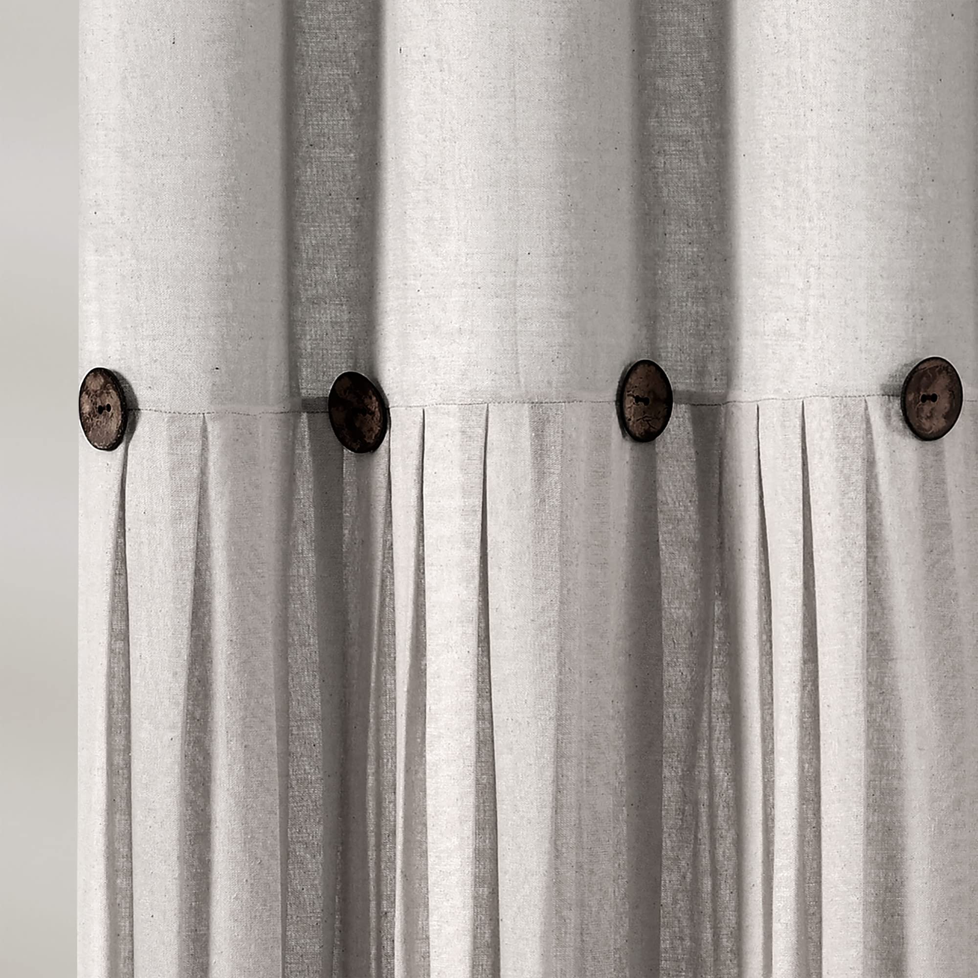 Lush Decor Linen Button Shower Curtain, 72" W x 72" L, Fabric Shower Curtains