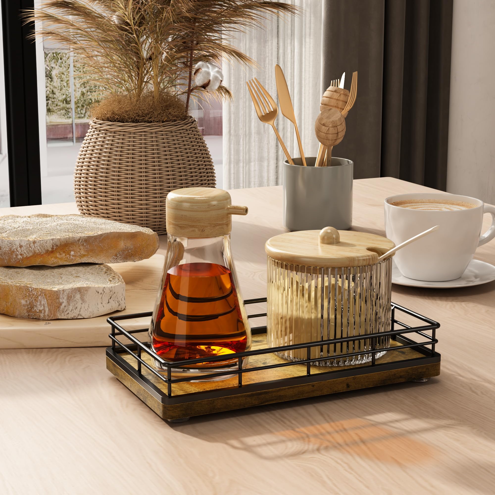 Vanity Tray for Jewelry Candle Makeup Perfume Holder Toilet Tank Tray Soap Cologne Organizer