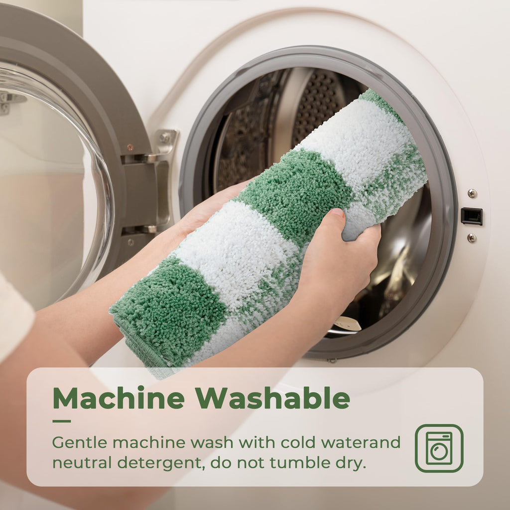 Checkered Bathroom Rugs, Fluffy Rug, Absorbent Microfiber Ultra Soft Bath Mat Washable, Non-Slip Bath Mats for Bathroom, Cute Floor Mat