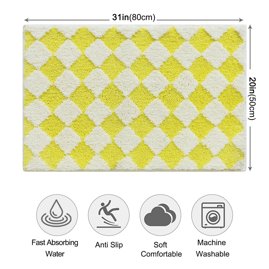 Cute Bath Mat for Bathroom Soft Super Absorbent Non Slip TPR Backing, Quick Drying, Machine Washable Bath