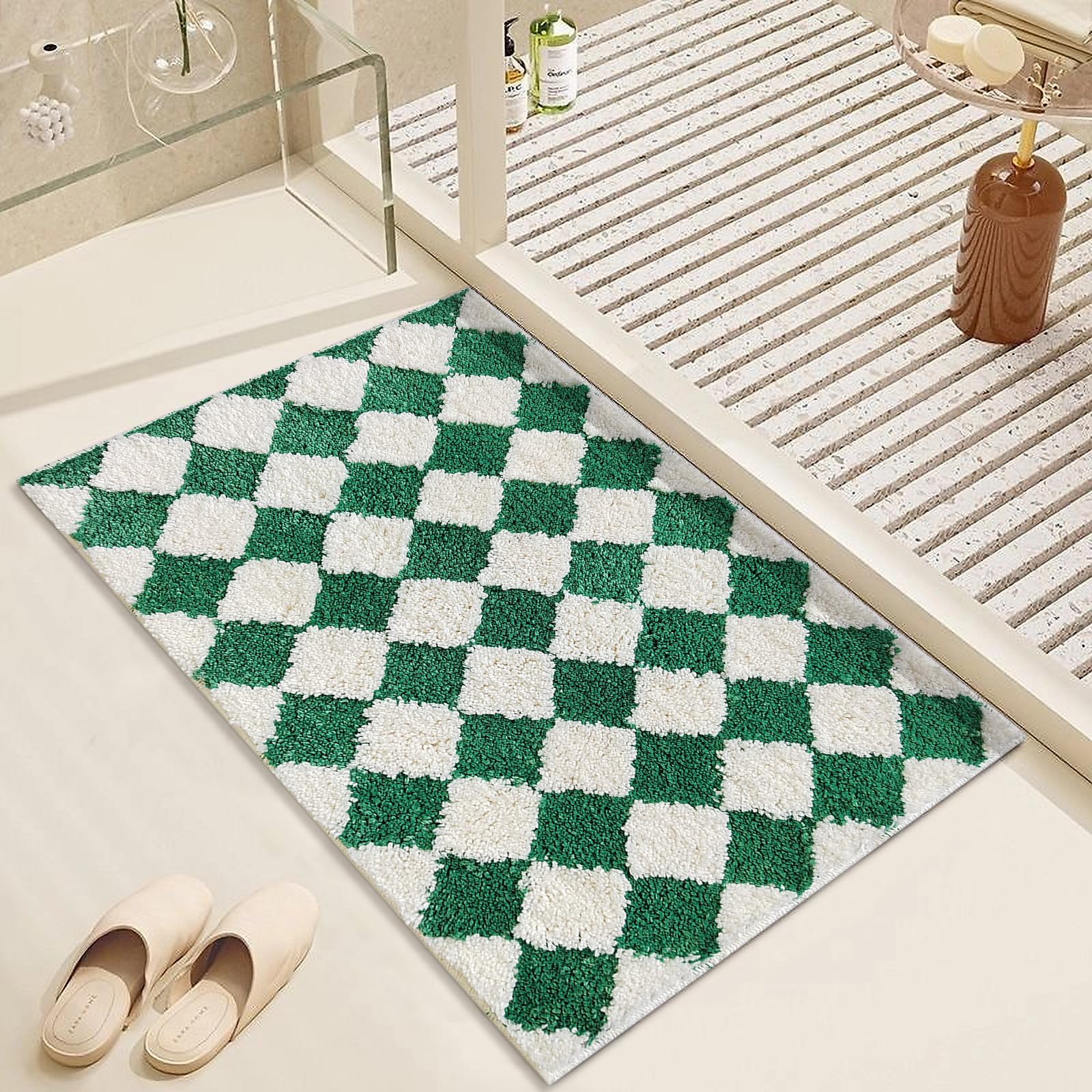 Cute Bath Mat for Bathroom Soft Super Absorbent Non Slip TPR Backing, Quick Drying, Machine Washable Bath