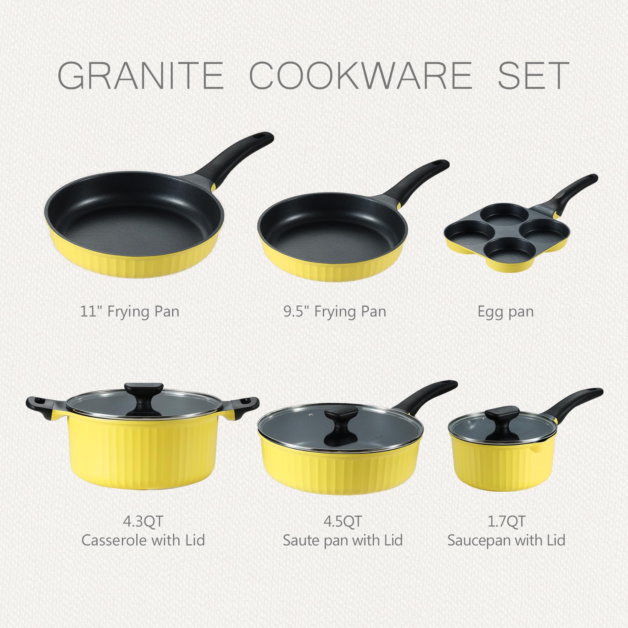 Ceramic Pots and Pans, Nonstick Cookware Set Kitchen Cooking Sets, 14pcs Induction Pot and Pan Non Stick