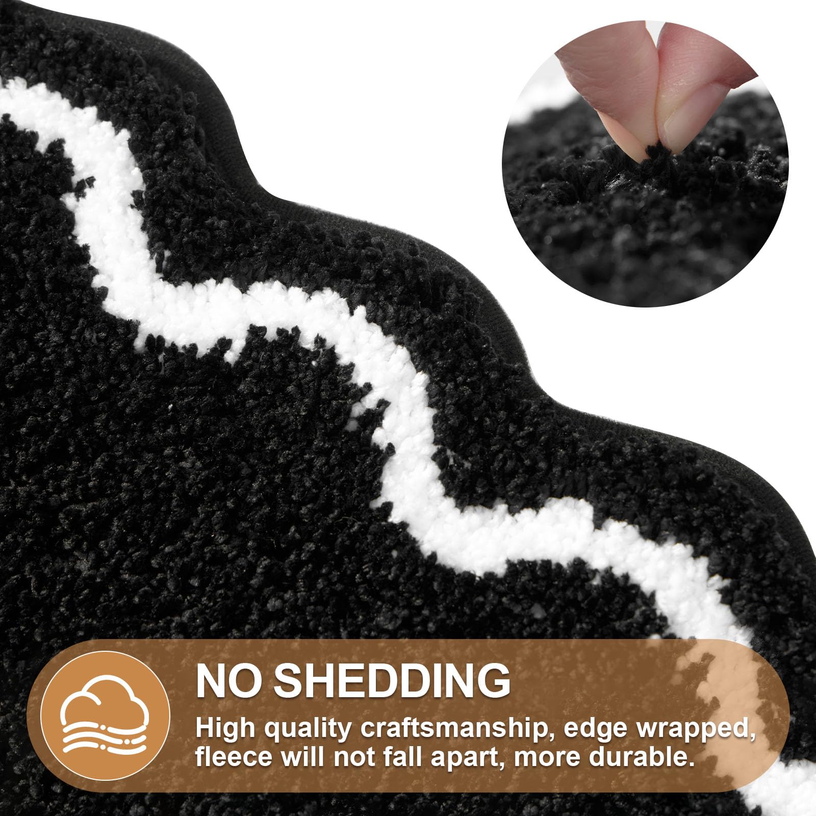 Cute Scalloped Bath Mat, Fun Plush Microfiber Scallop Bathroom Rugs Non Slip Washable Quick Dry Absorbent