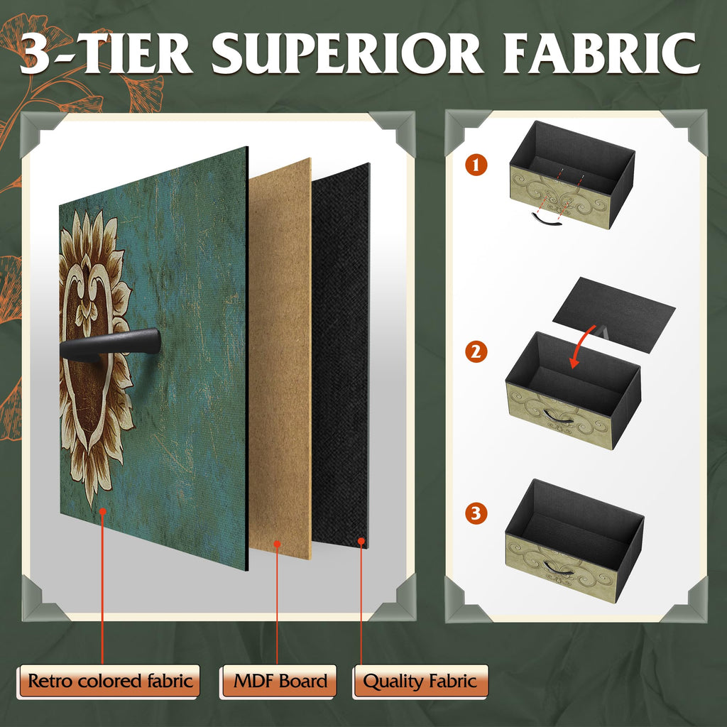 Drawer Fabric 9 Dresser â€?Tall Storage Tower with Bins, Steel Frame, and Wood Top