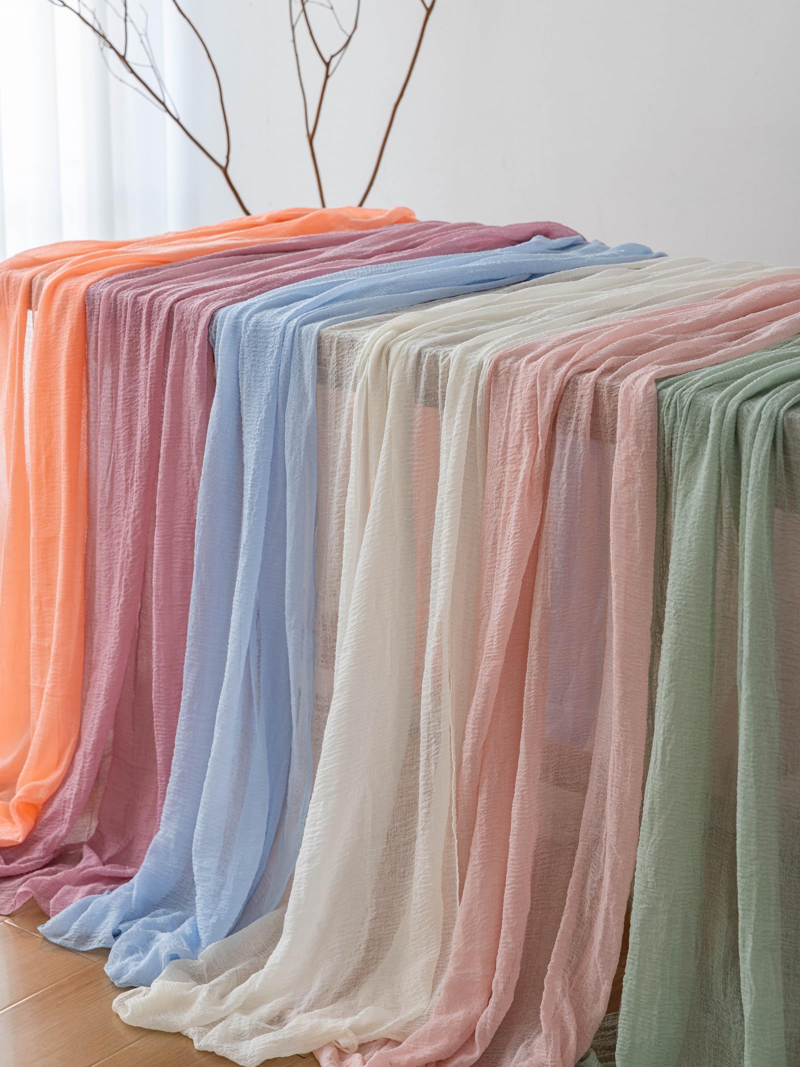 Table Runner Cheese Cloth Rustic Gauze Cheesecloth Table Runner 120 Inch 10 FT Sheer Boho Home Decorations