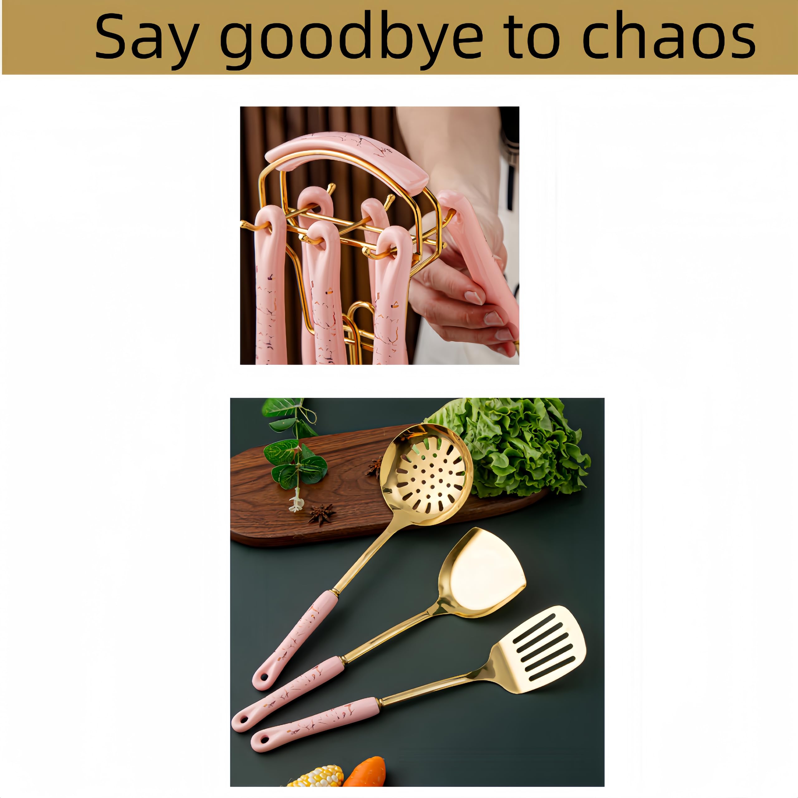 Gold Kitchen Utensils, 7pieces Gold Cooking Utensils Set, Kitchen Tools Set With Utensil Holder, Gold Kitchen Accessories, Dishwasher Safe, Easy To Clean