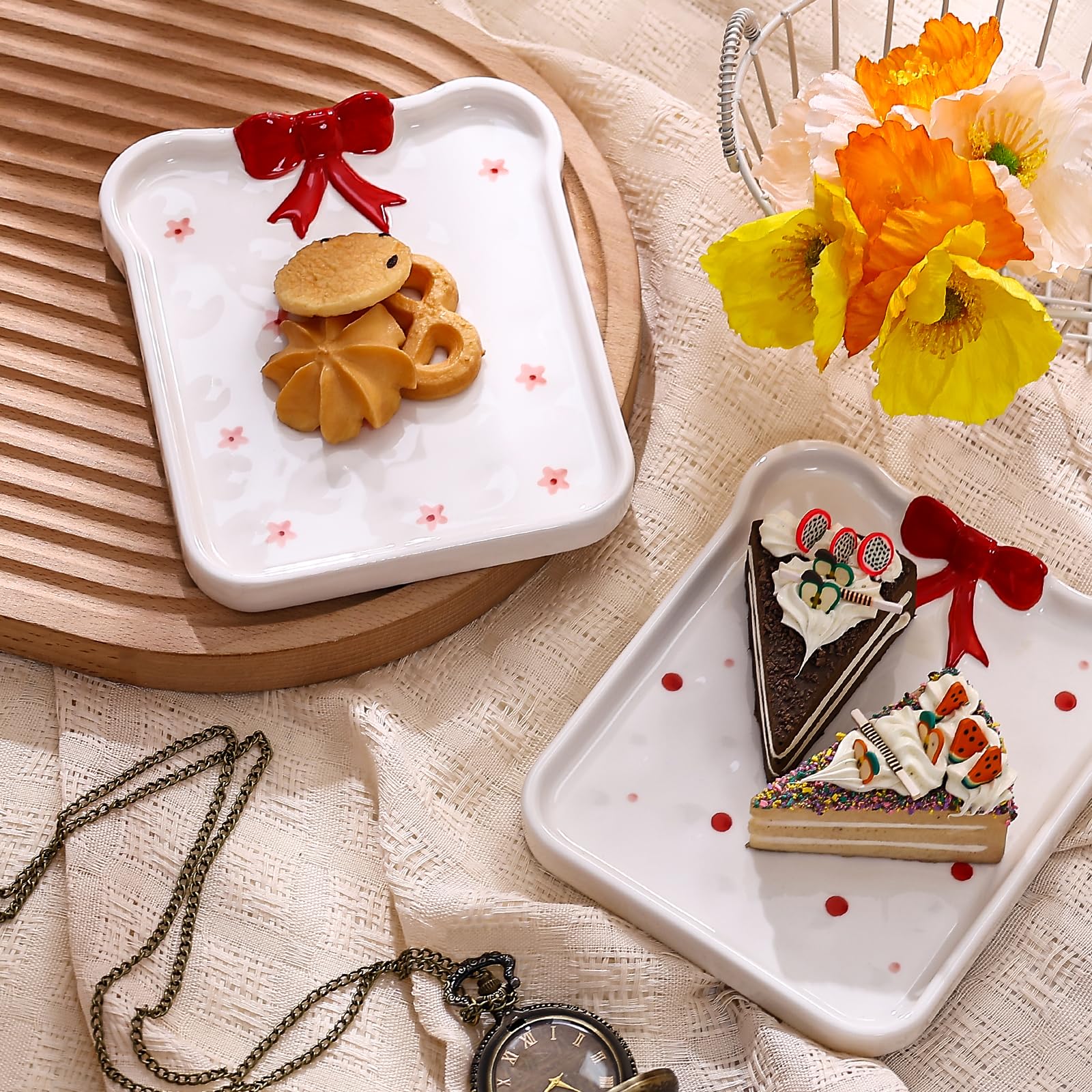 Cute Bow Ceramic Dessert Plates, Dinner Plate