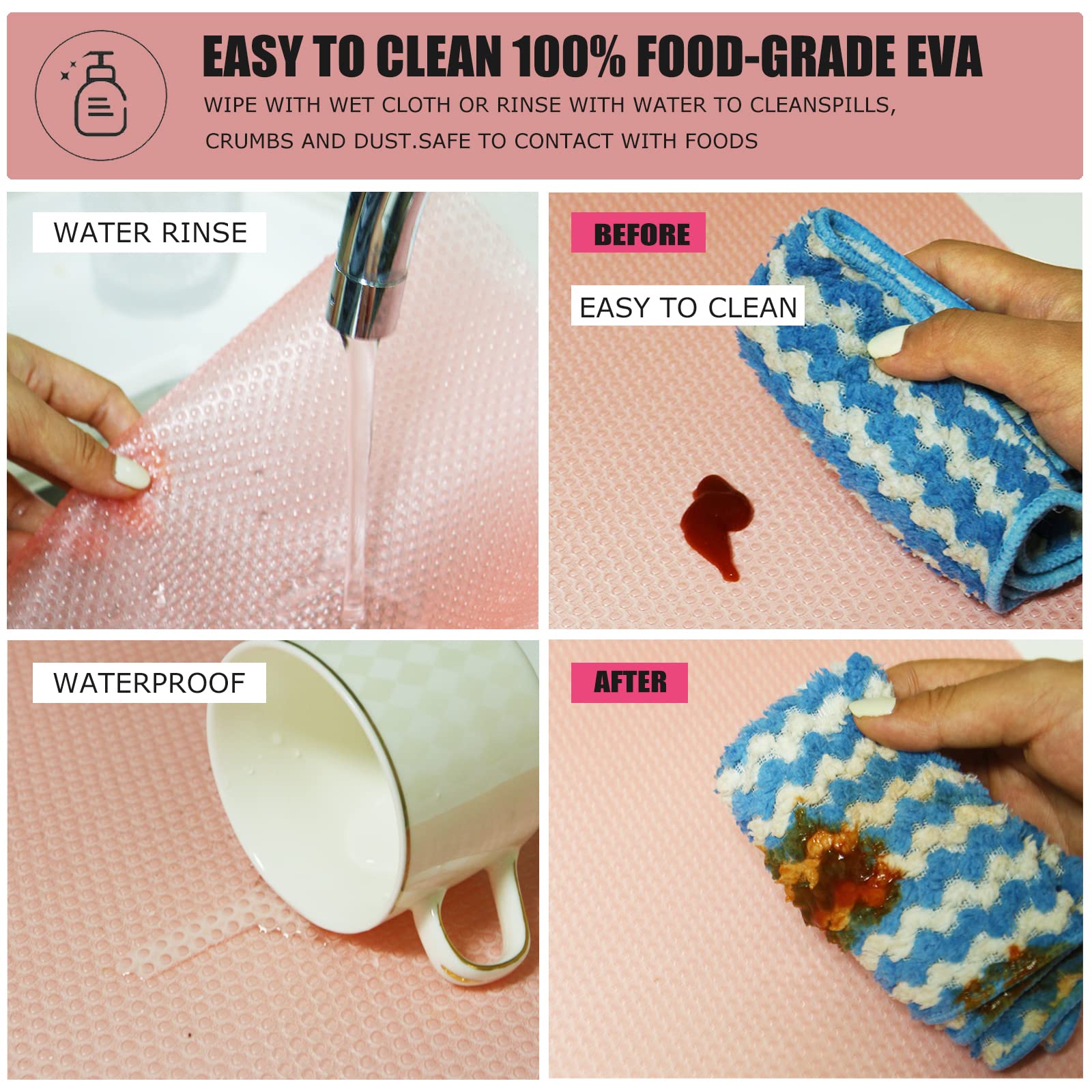 Washable Fridge Liner Mats Covers Pads for Glass Shelf Cupboard Cabinet Drawer Home Kitchen Accessories Organization, 12Pcs Refrigerator Liners