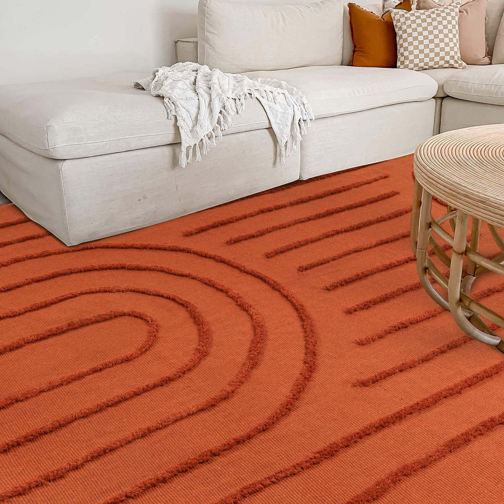 Washable Kitchen Runner Rug - Hand-Woven Bathroom Runner Rug with Tassels, Terracotta Entryway Runner Rug, Tufted Rainbow Bedroom Rug Runner, Hallway Rug for Laundry/Living Room