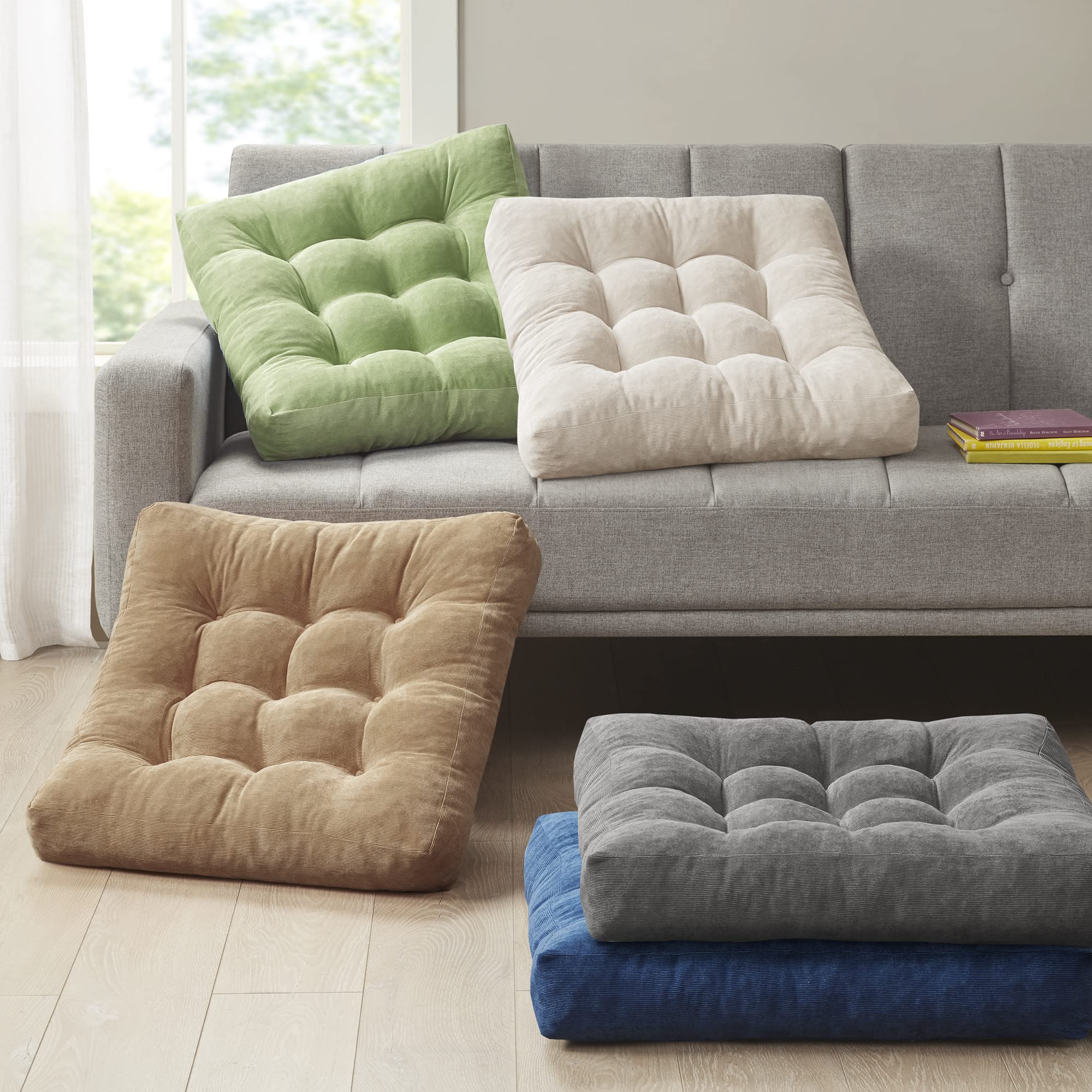 Square Large Pillows Seating Meditation Floor Pillow, Tufted Corduroy Cushion for Living Room