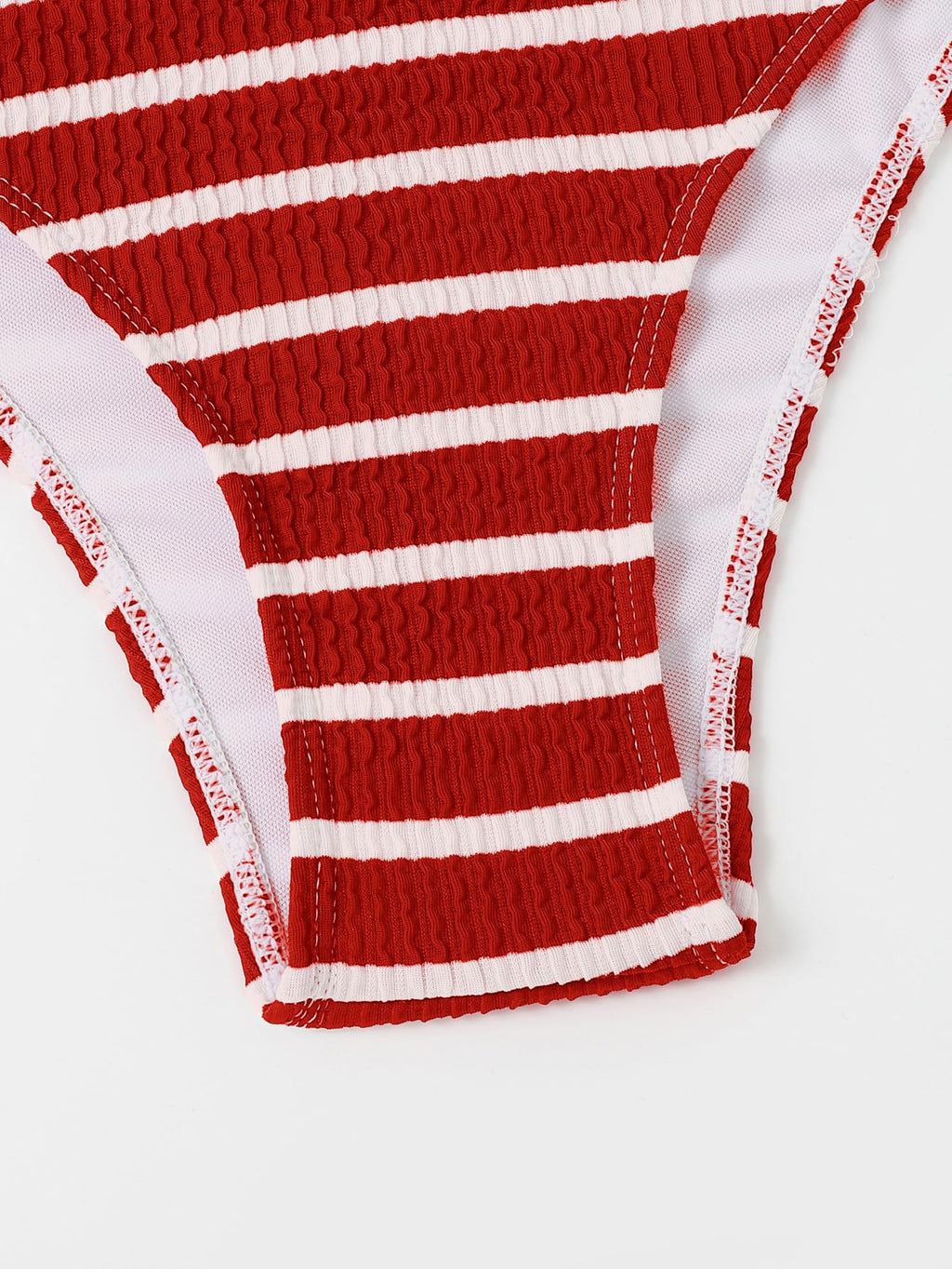 Women's 2 Piece Strapless Swimsuit Striped Bandeau High Waisted Thong Bikini Set Bathing Suit