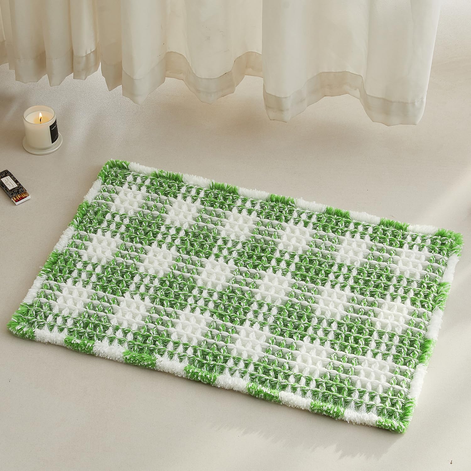 Waffle Bath Mat Non Slip Washable Quick Dry Cute Bath Mat