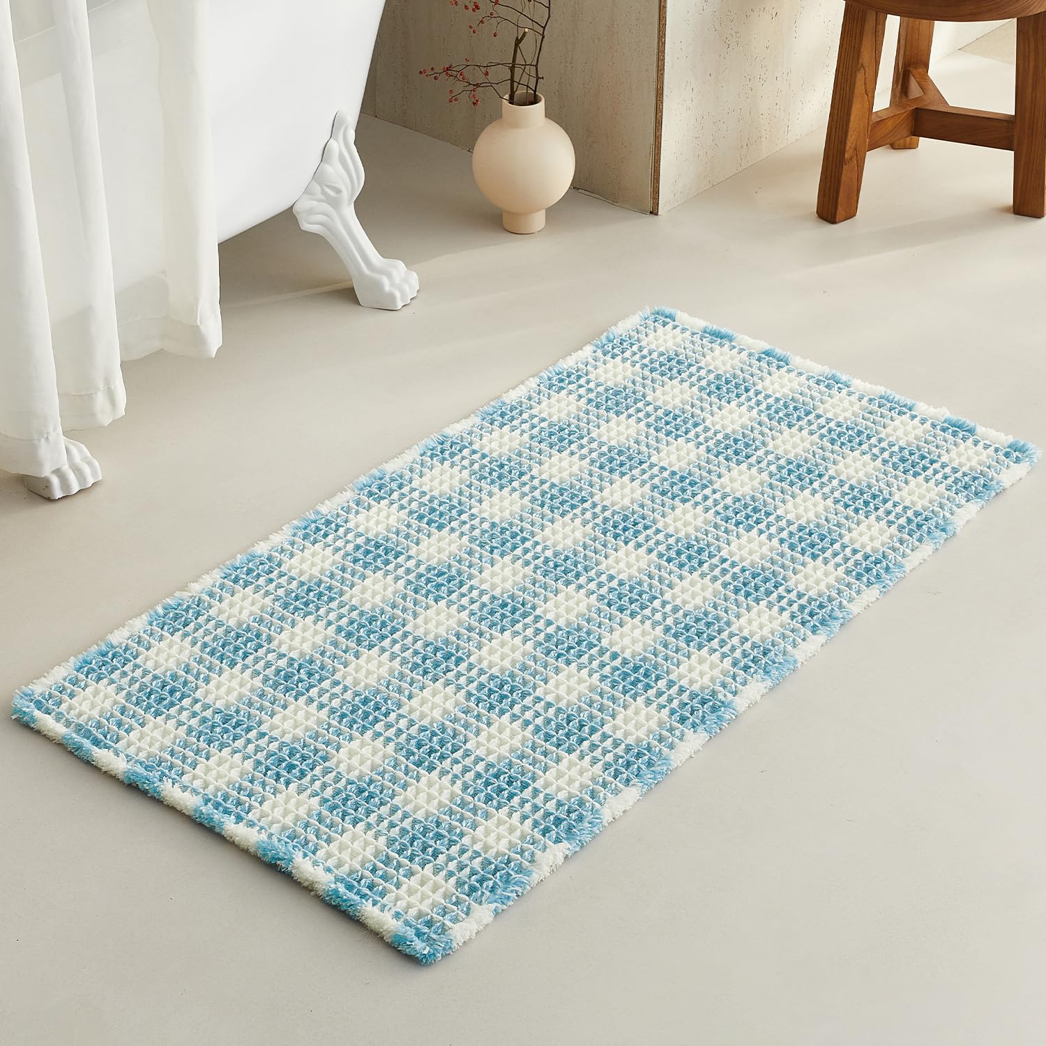 Waffle Bath Mat Non Slip Washable Quick Dry Cute Bath Mat