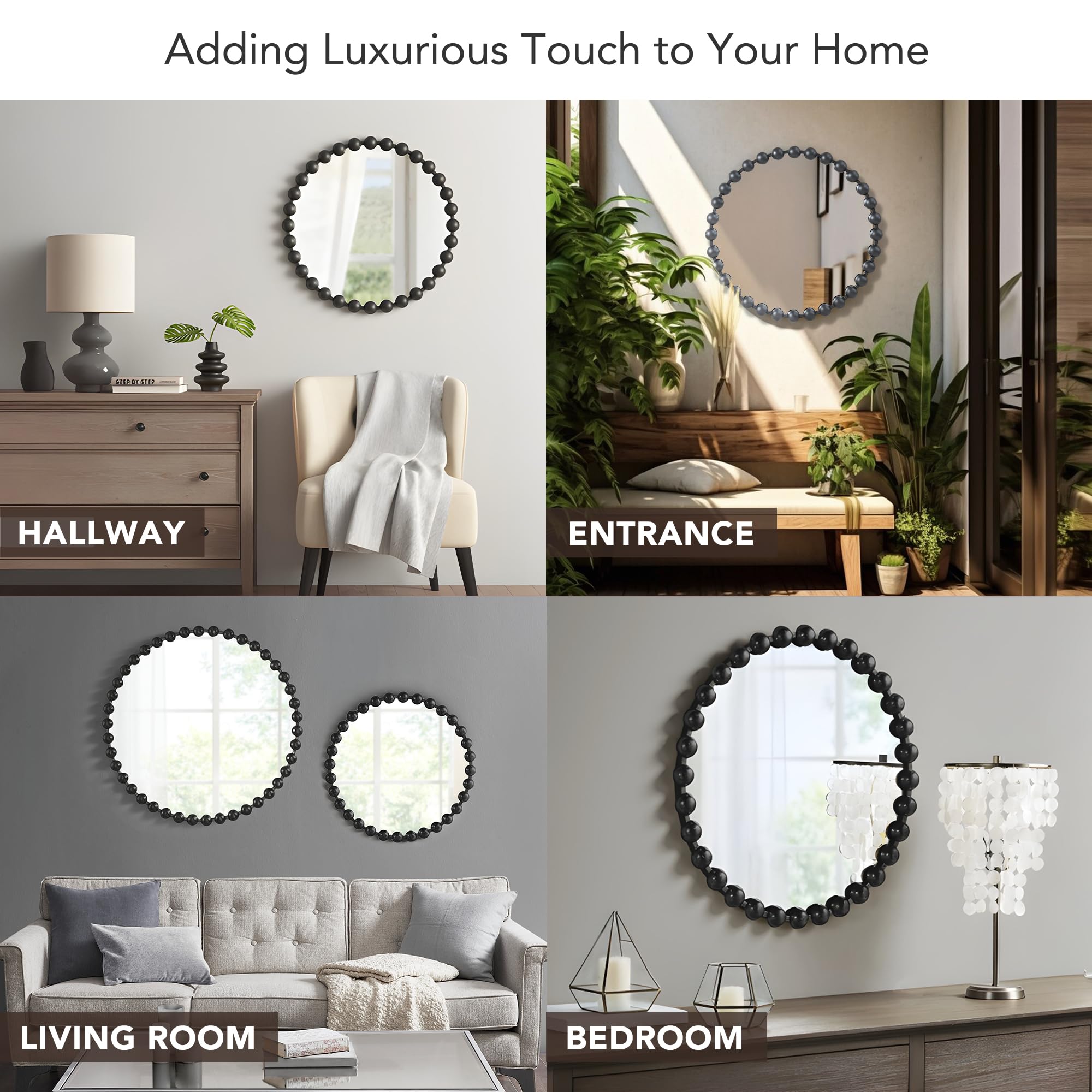 Metal Spherical Frame Round Mirror 36" Diameter