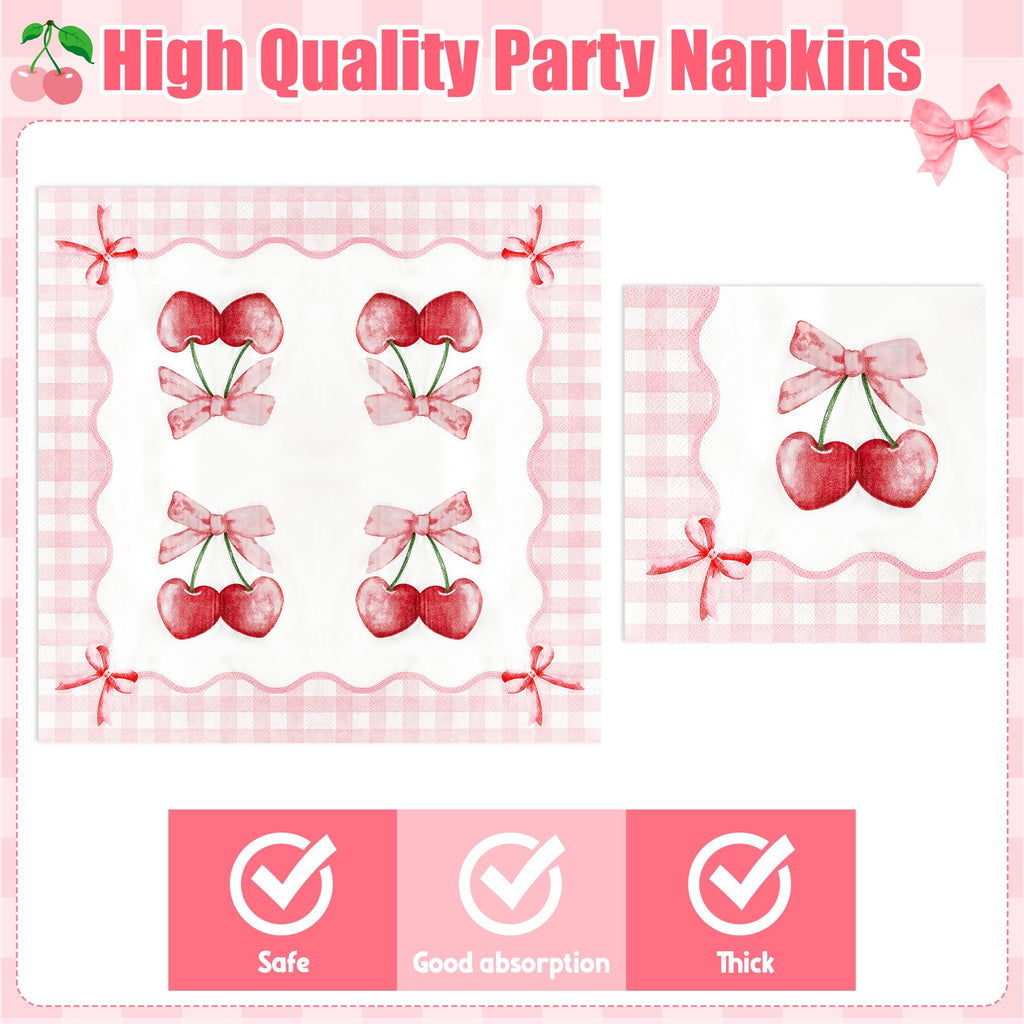 Coquette Cute Bow Party Tableware Decorations - Disposable Paper Plates Napkins Forks