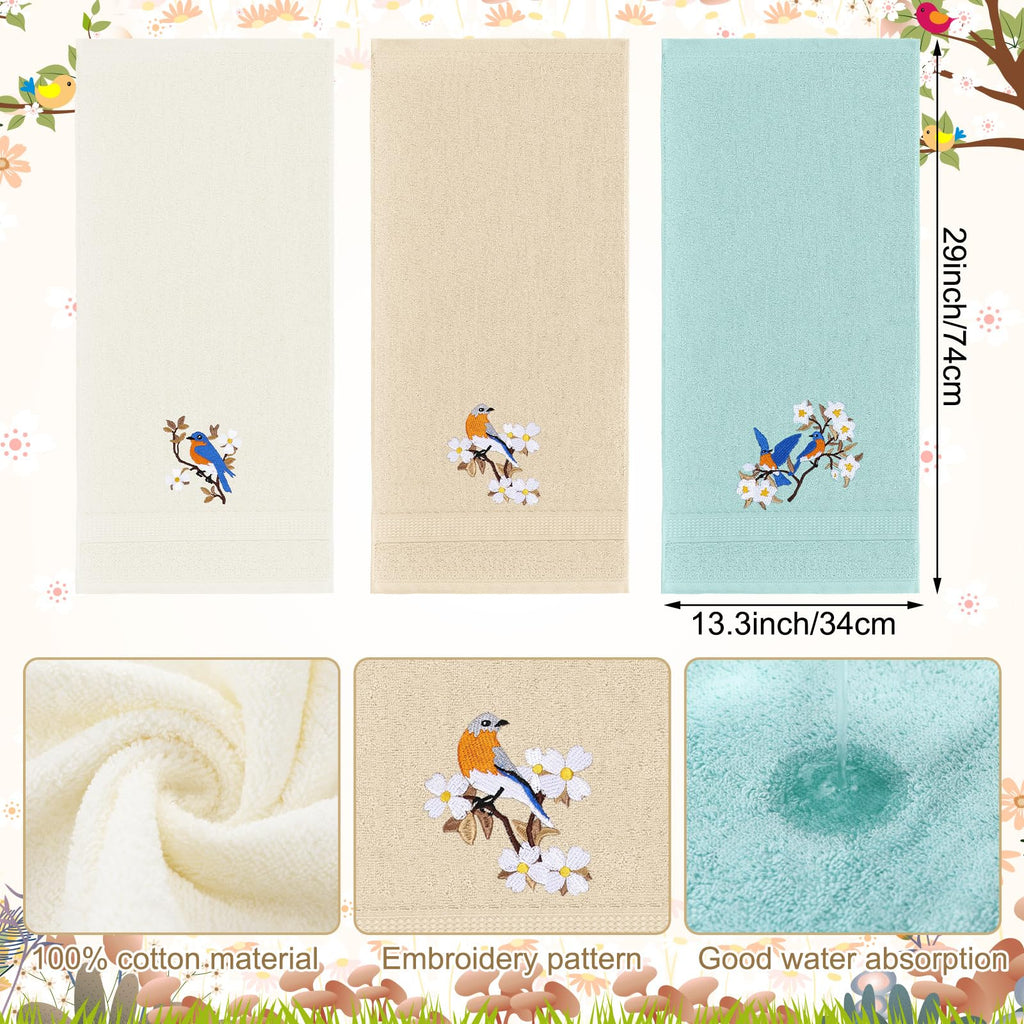 Rose Floral Hand Towels Farmhouse Pink Rose Bathroom Decor 14x29 Inch Embroidered Decorative Cute Summer Flowers Hand Towels Cotton Soft Absorbent Towels for Bathroom Kitchen