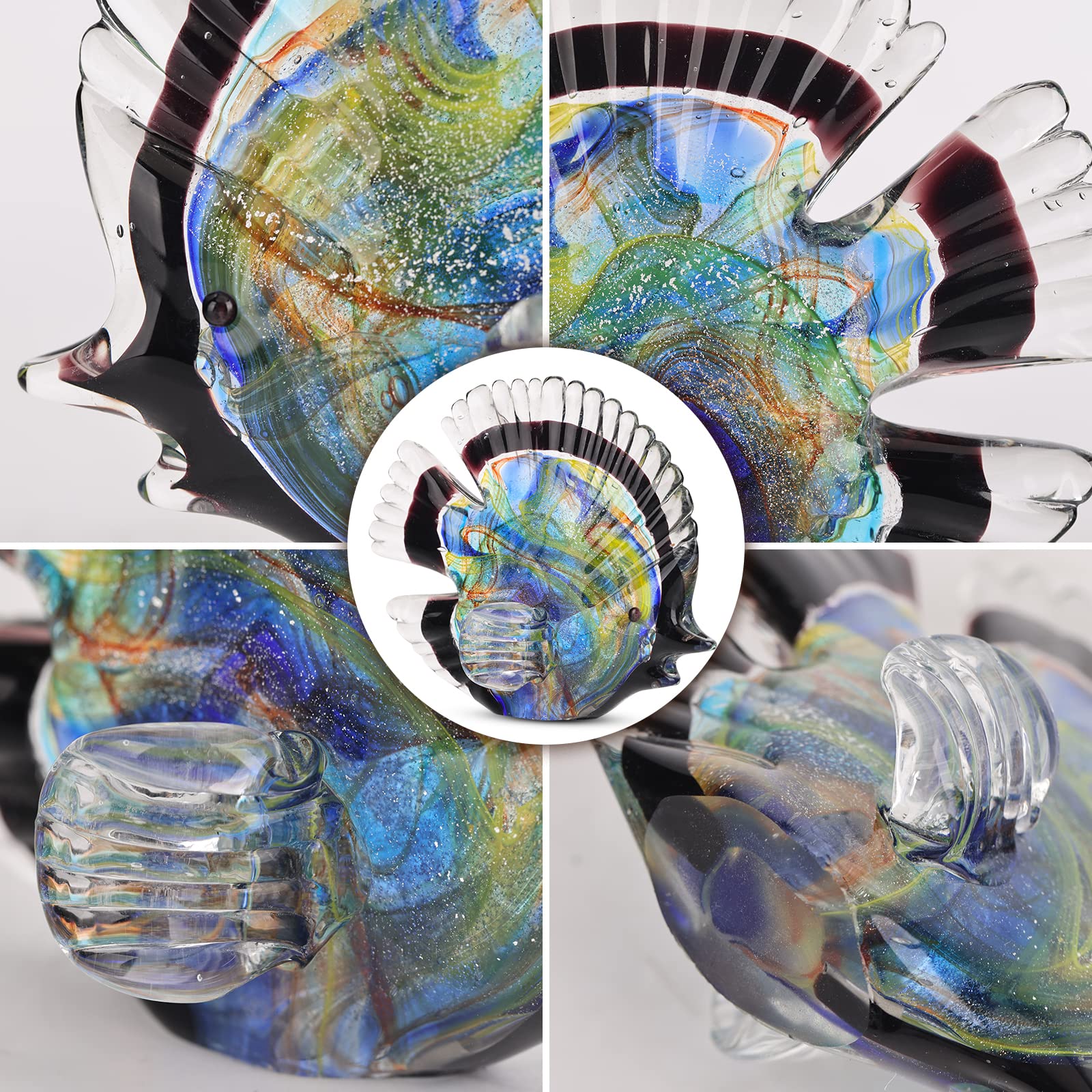 Hand Blown Glass Conch - Coastal Home Decor Conch Corners, Glass Art Conch Sculptures, Office Decor Blown Glass Art, Living Room Table Centerpieces, Bathroom Shelf Tops And Cabinet Decor