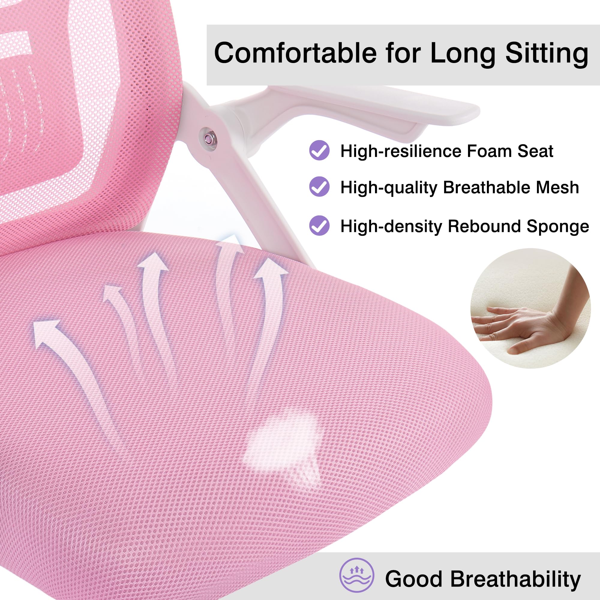 Mid-Back Swivel Ergonomic Office Chair with Adjustable Arms Mesh Lumbar Support