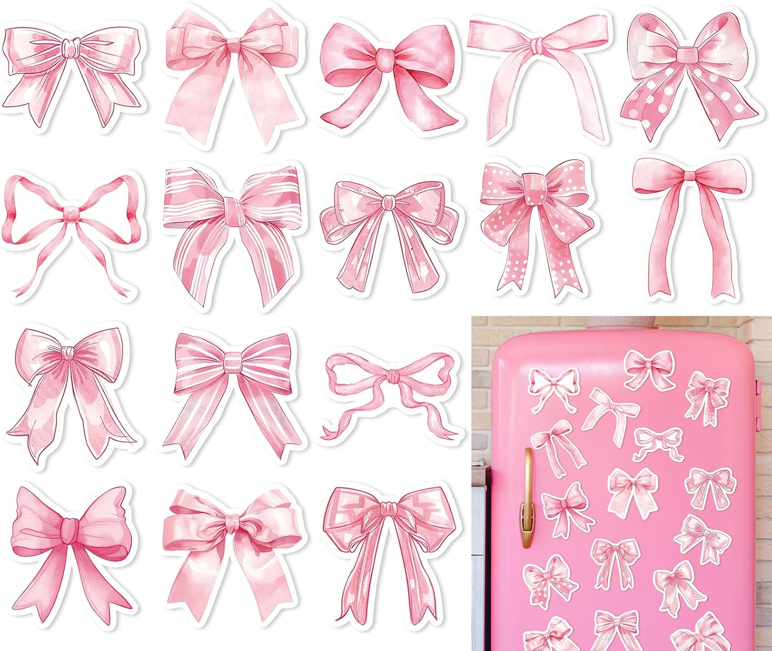 Pink Bow Refrigerator Magnets Decor