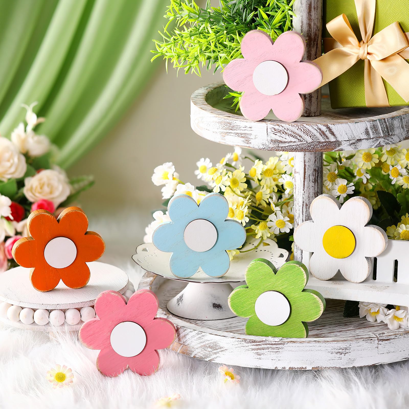 Spring Decor Flower Butterfly Table Decorations Spring Tiered Tray Decor