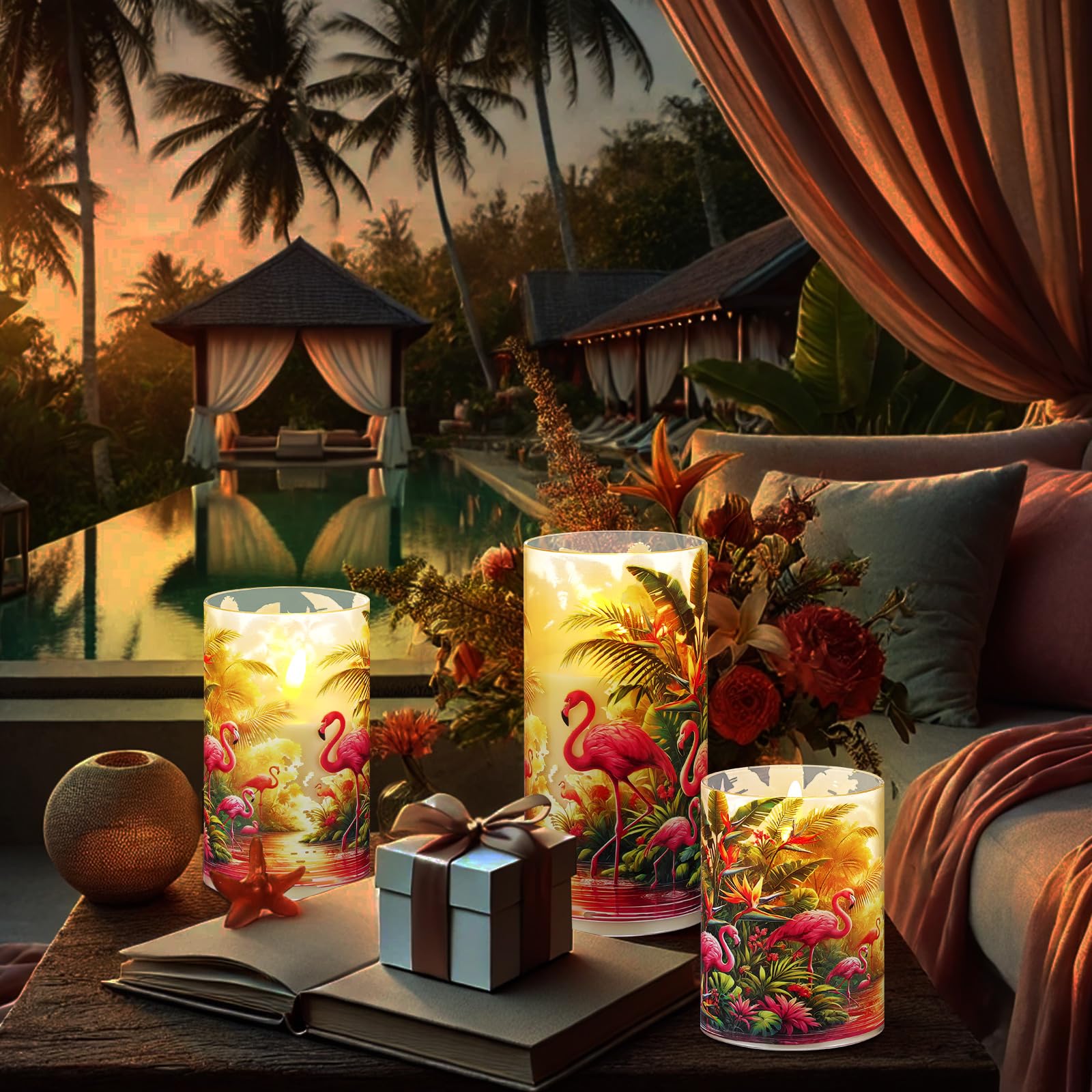 Coquette Flameless Candles LED Battery Pillar Candles Set Battery Operated with Remote