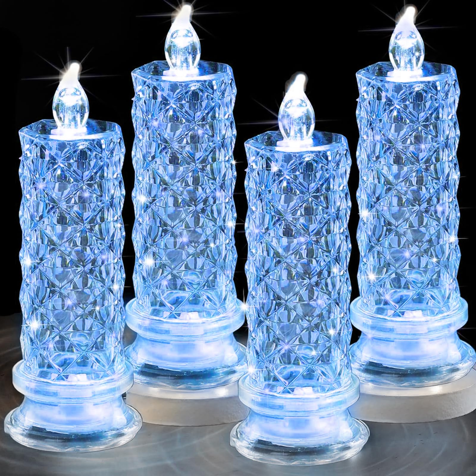Shadow LED Flameless Candles - 4PCS Romantic Battery Operated Pillar Candles