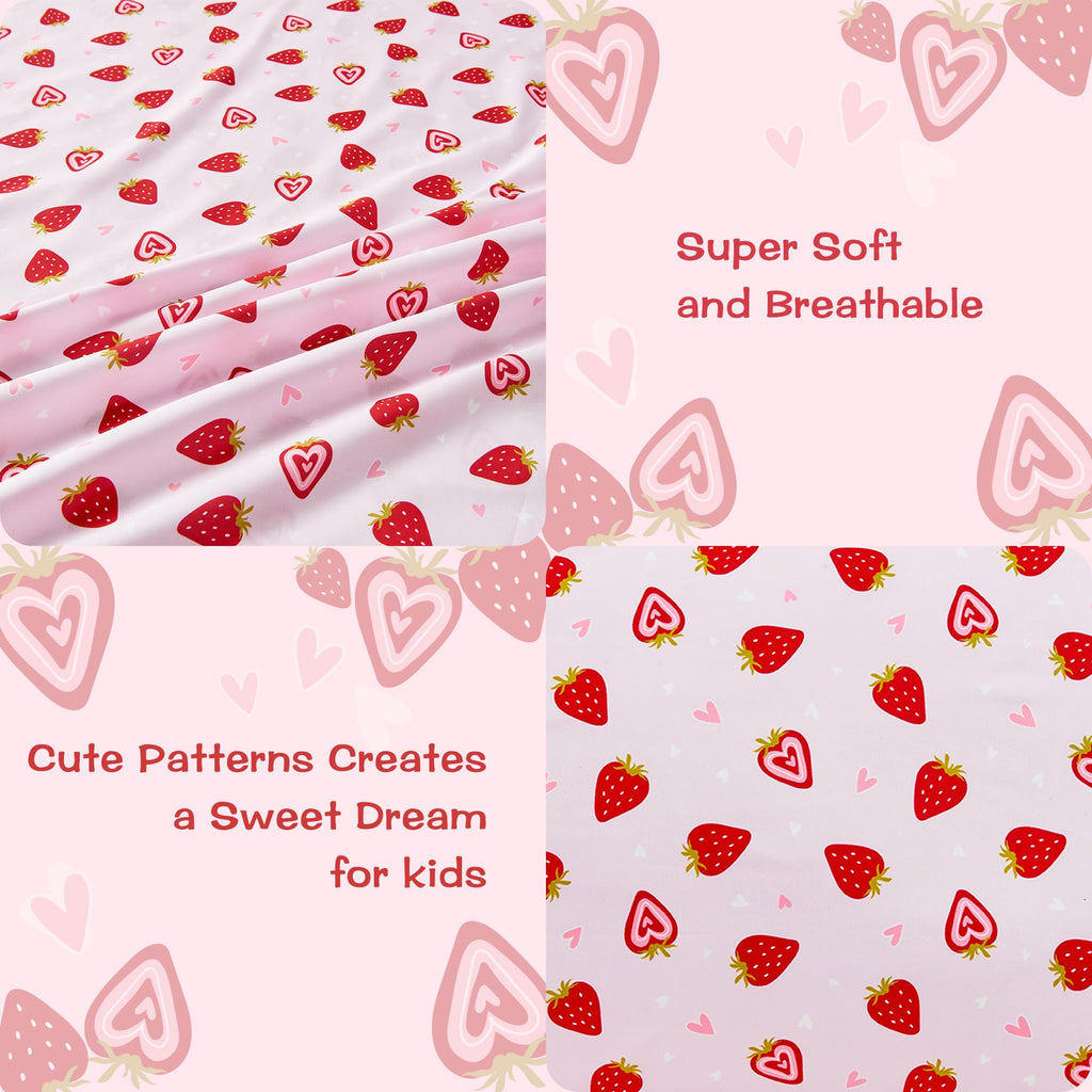 Printed Kids Sheet Set Twin Size, 3 Pcs Breathable & Silky Soft Microfiber - Kids Fitted Sheet,Kids Bed Sheets with 15" Deep Pocket
