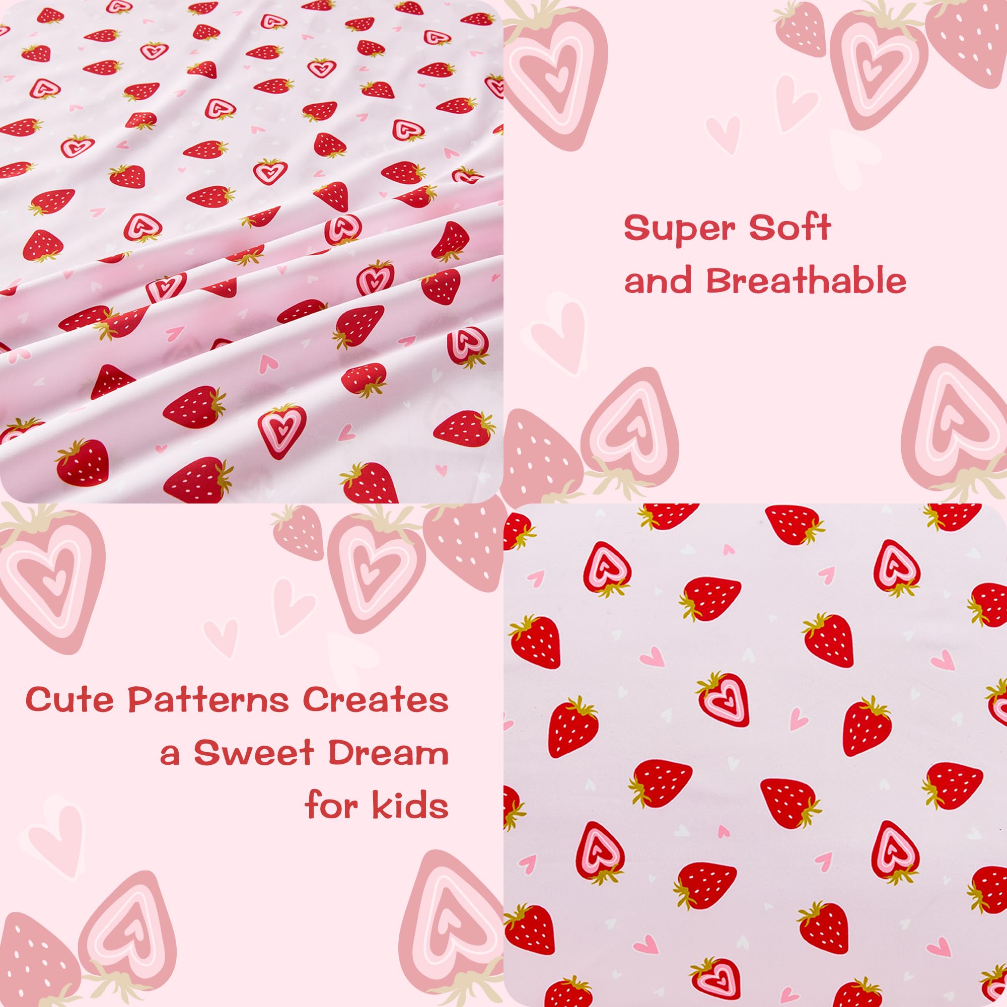 Printed Kids Sheet Set Twin Size, 3 Pcs Breathable & Silky Soft Microfiber - Kids Fitted Sheet,Kids Bed Sheets with 15" Deep Pocket