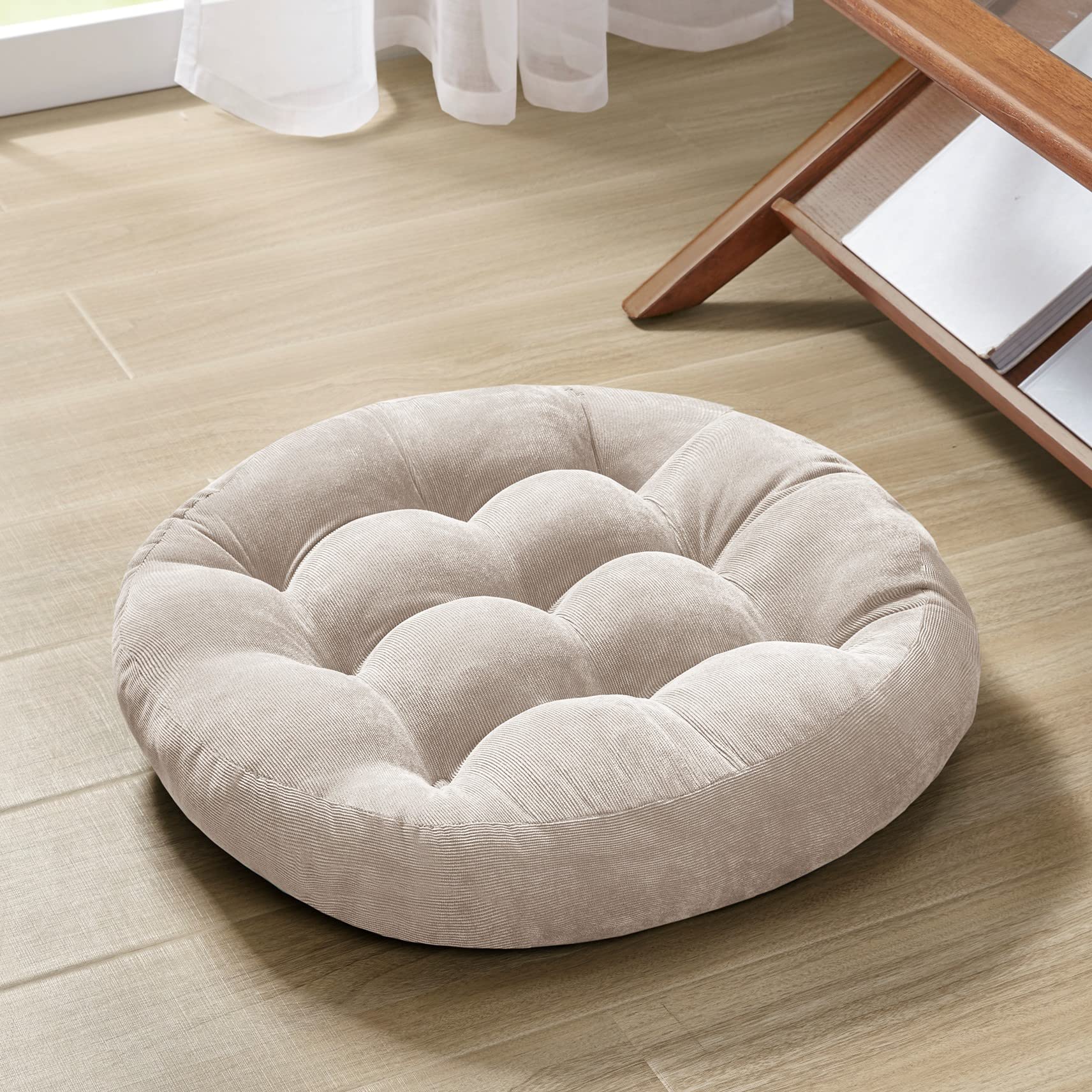 Square Large Pillows Seating Meditation Floor Pillow, Tufted Corduroy Cushion for Living Room