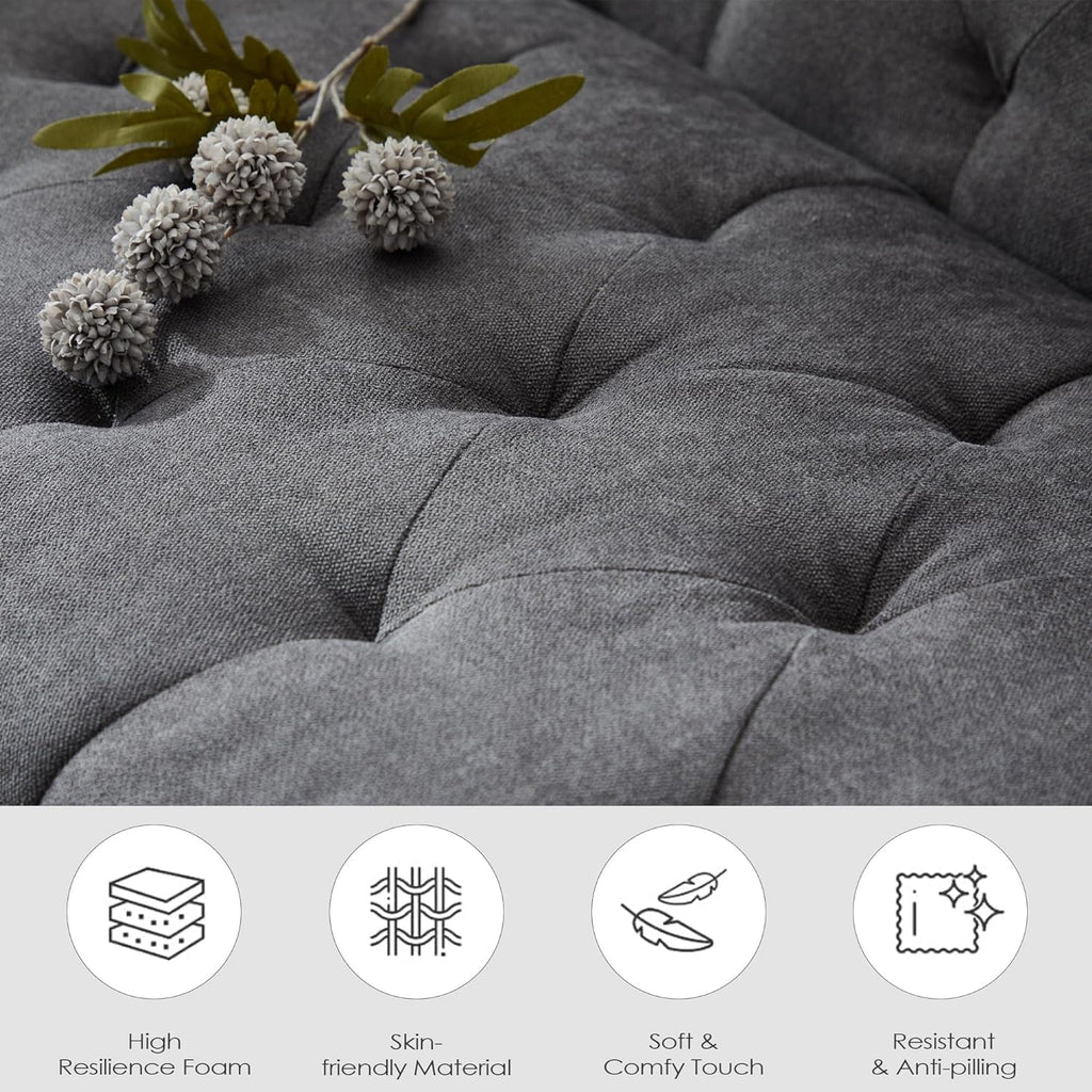 Velvet Loveseat Sofa w/ 2 USB Charger Ports and 2 Cupholders, Mid-Century Modern Tufted