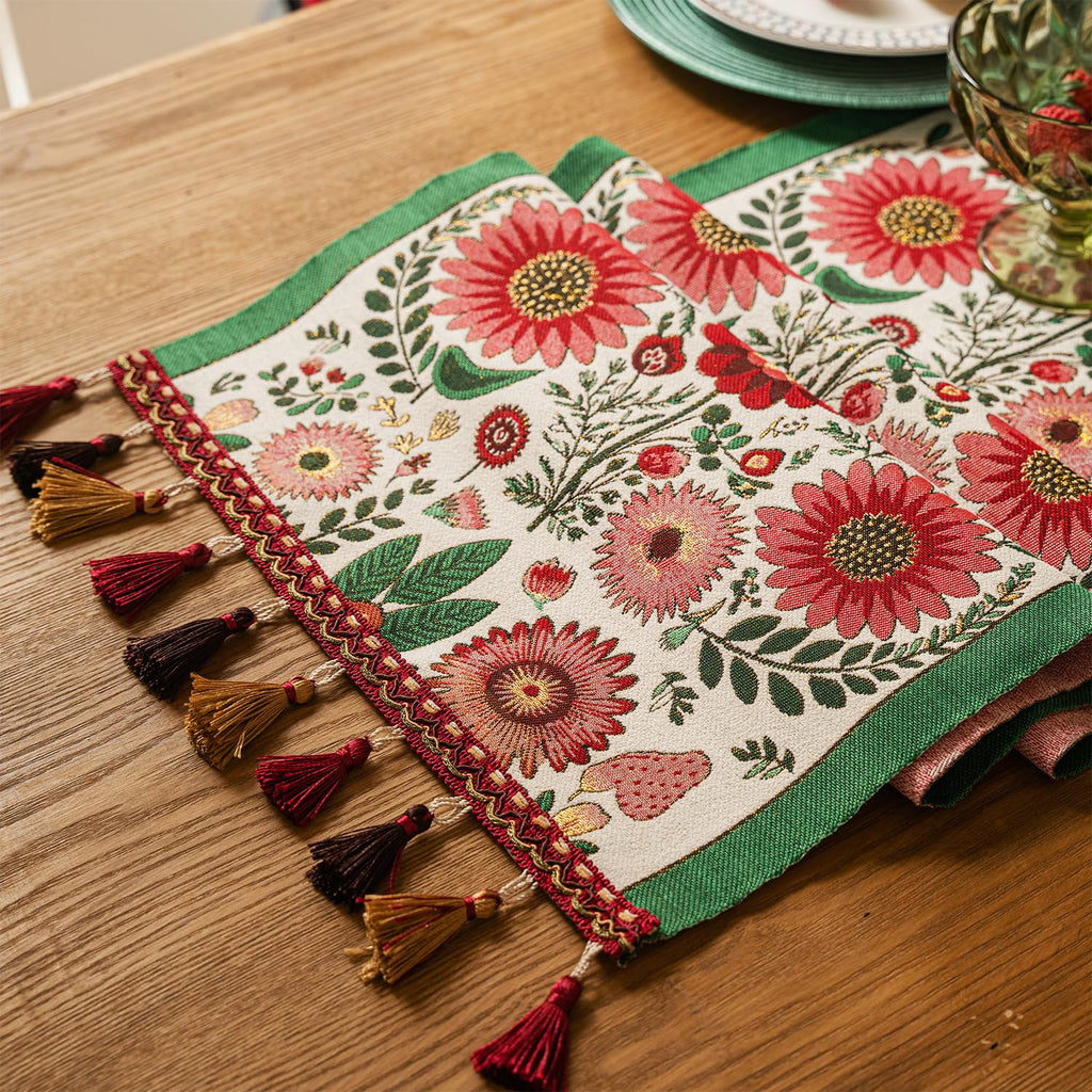 Retro-Luxury Tassels Table Runner Series for Kitchen Dining Table