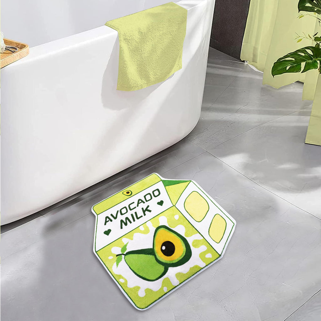 Cute Fruit Milk Rug Non-Slip Soft Washable Funny Irregular Shaped Bath Mat for Bathroom, Bedroom Living Room, 25.6"x27.5"